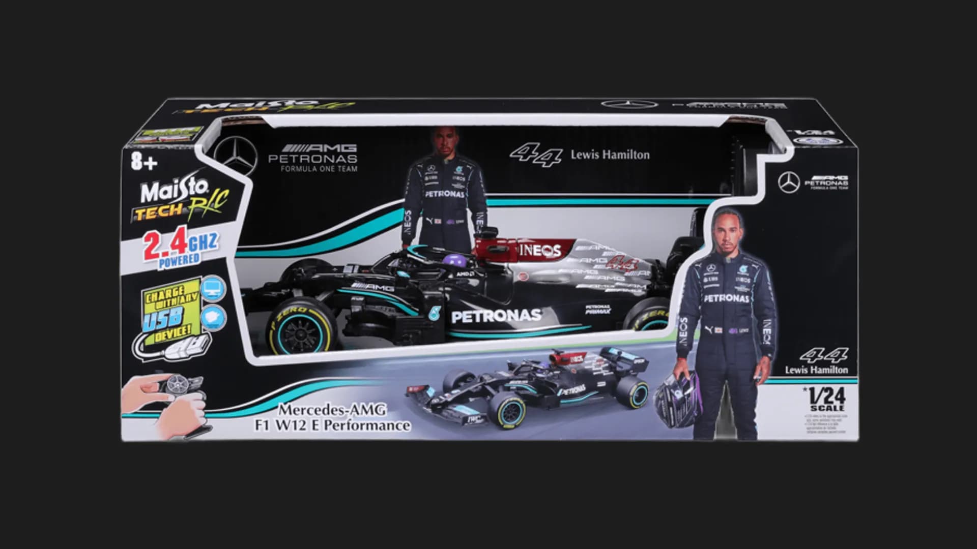 Автомобиль на р/у Maisto Tech — F1 Mercedes-AMG, 1:24, #44 Lewis Hamilton (82355)