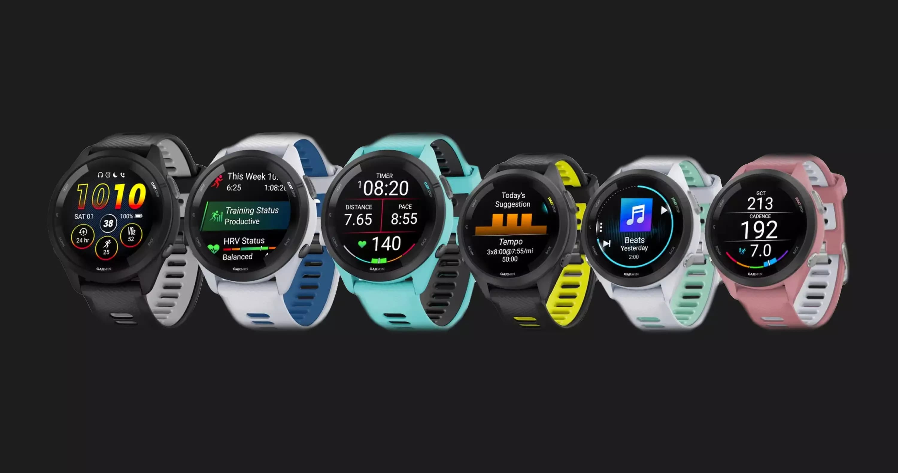 Garmin Forerunner 265 Black Bezel with Whitestone Case and Whitestone/Tidal Blue Silicone Band
