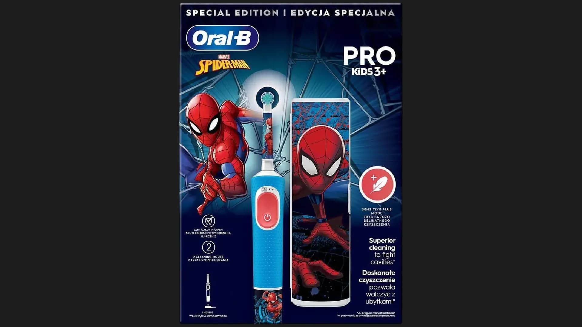 Зубная электрощетка BRAUN Oral-B Kids Spider-Man (D103.413.2KX)