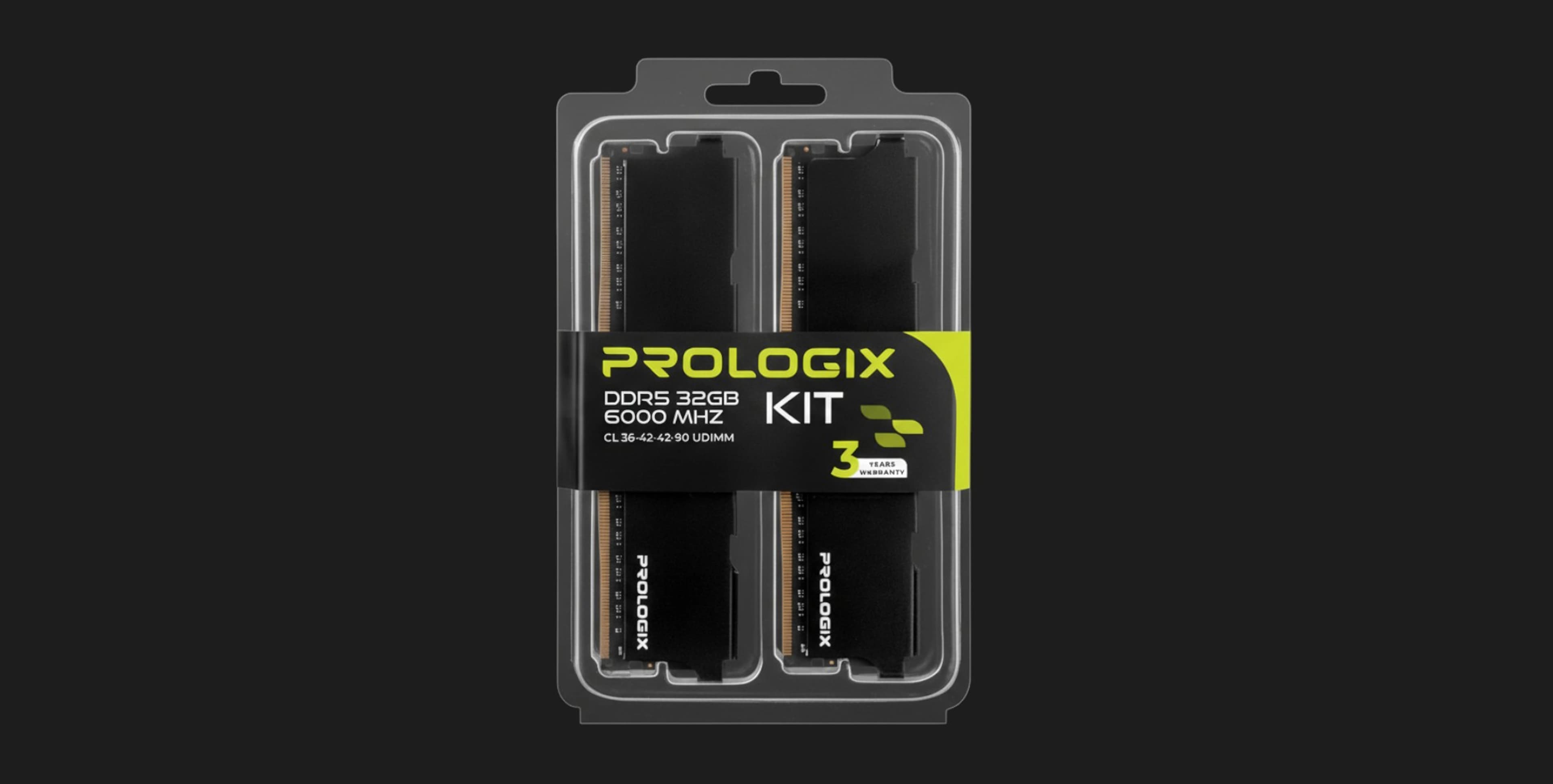 Оперативная память Prologix Black DDR5 32GB 2x16GB 6000MHz (PRO32GB6000B5K)