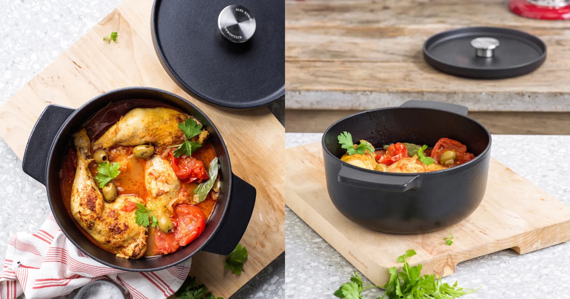 Кастрюля чугунная с крышкой KitchenAid Matte Oven-to-table, 22 см, 3,3 л (Black) (CC004899-001)
