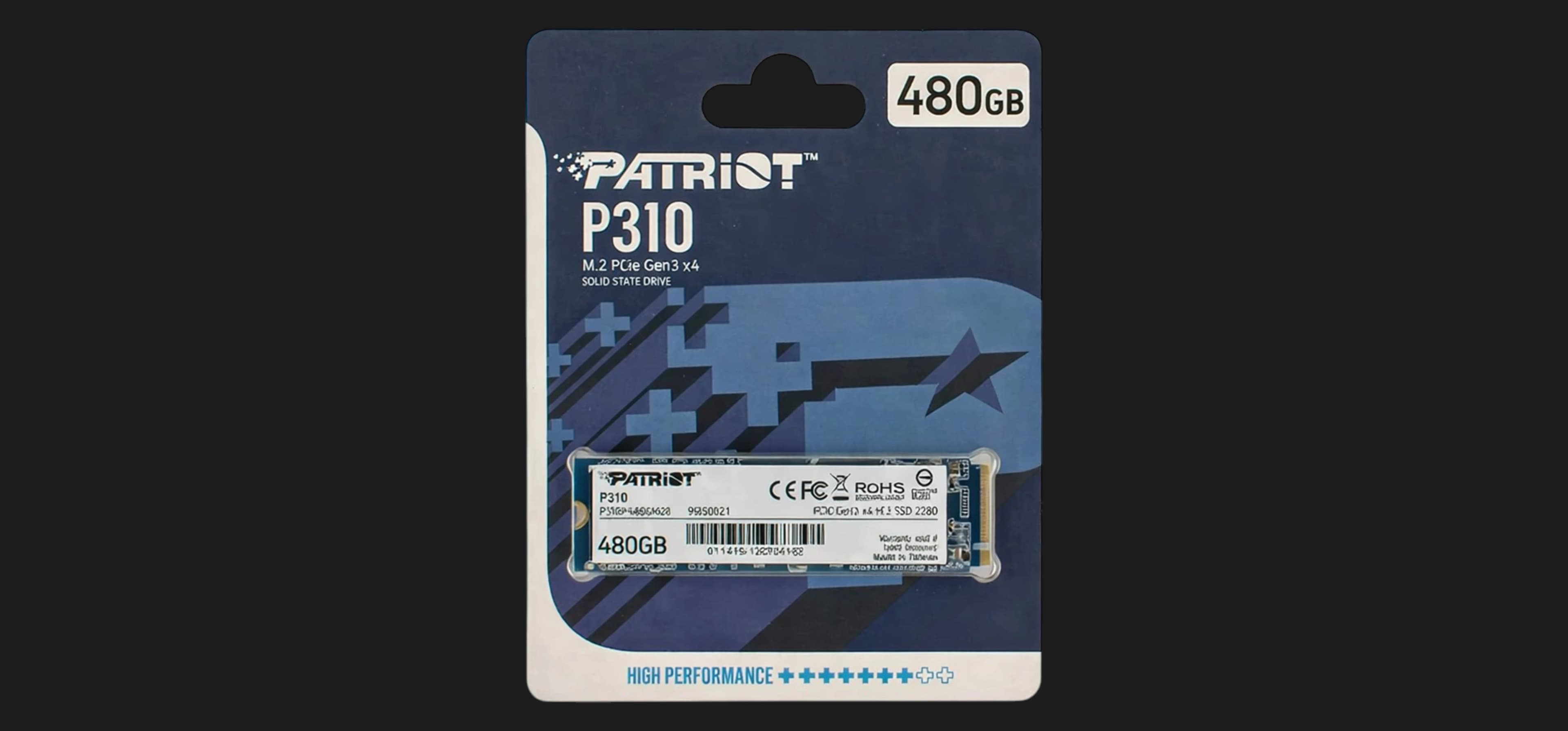 Накопитель SSD Patriot P310 480GB NVMe PCIe 3.0 (P310P480GM28)