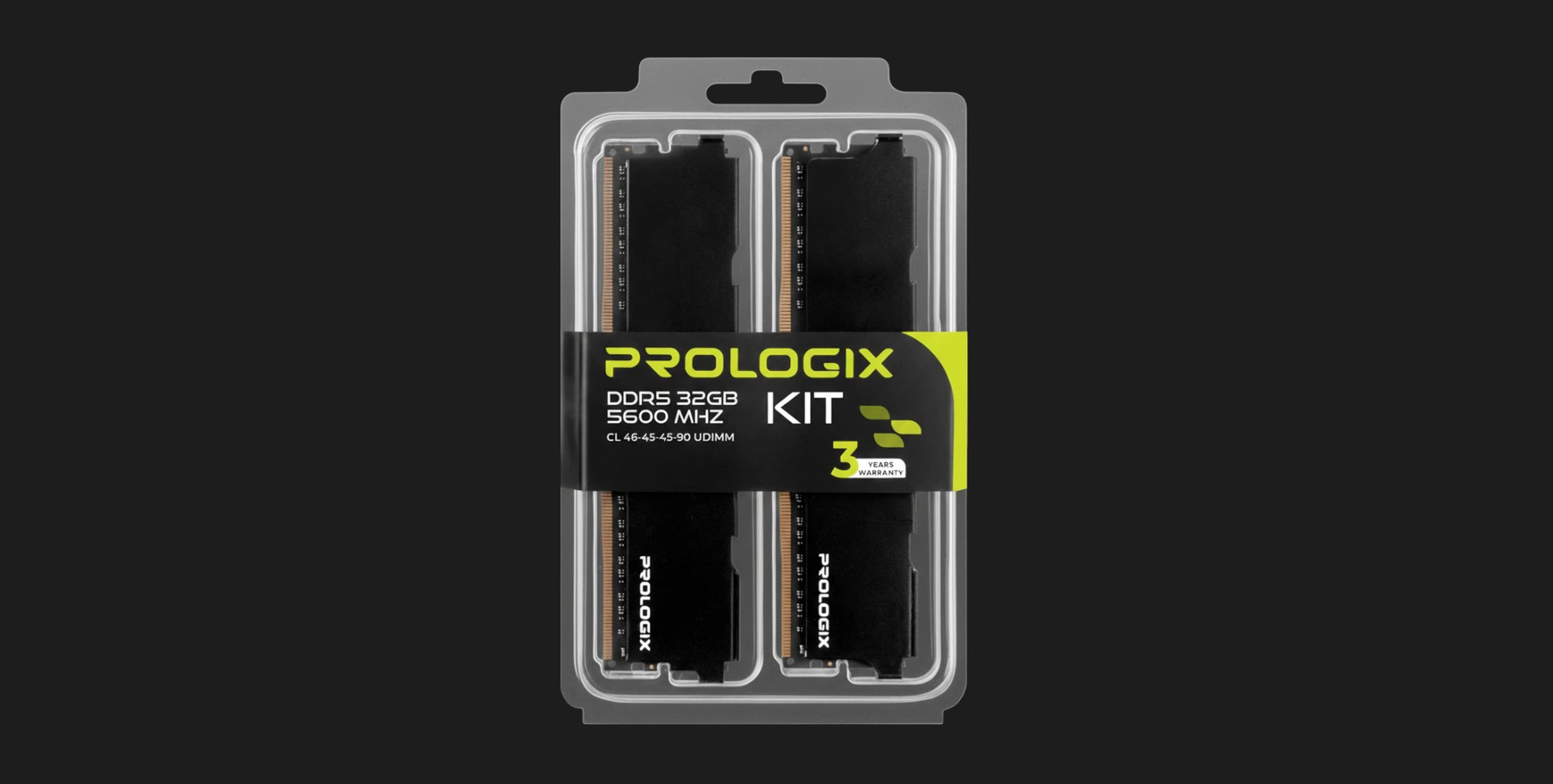 Оперативная память Prologix Black DDR5 32GB 2x16GB 5600MHz (PRO32GB5600B5K)