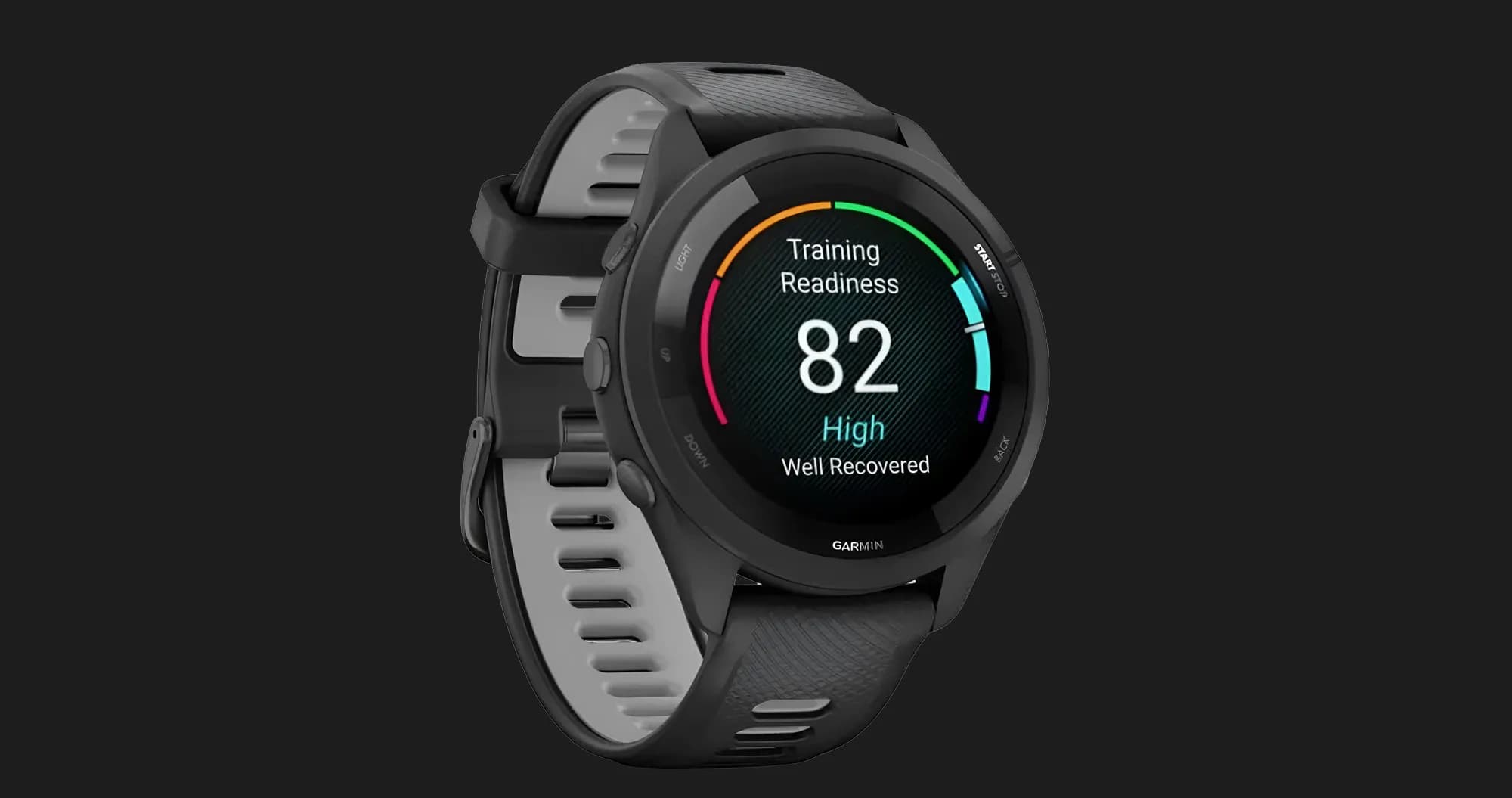 Garmin Forerunner 265 Black Bezel and Case with Black/Powder Gray Silicone Band