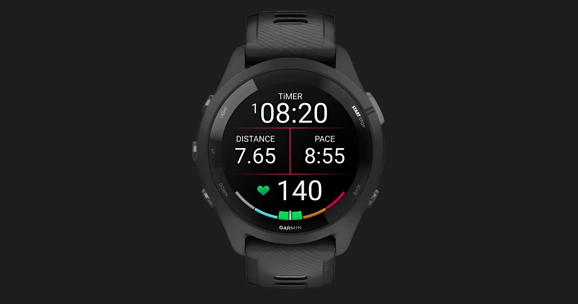 Garmin Forerunner 265 Black Bezel and Case with Black/Powder Gray Silicone Band