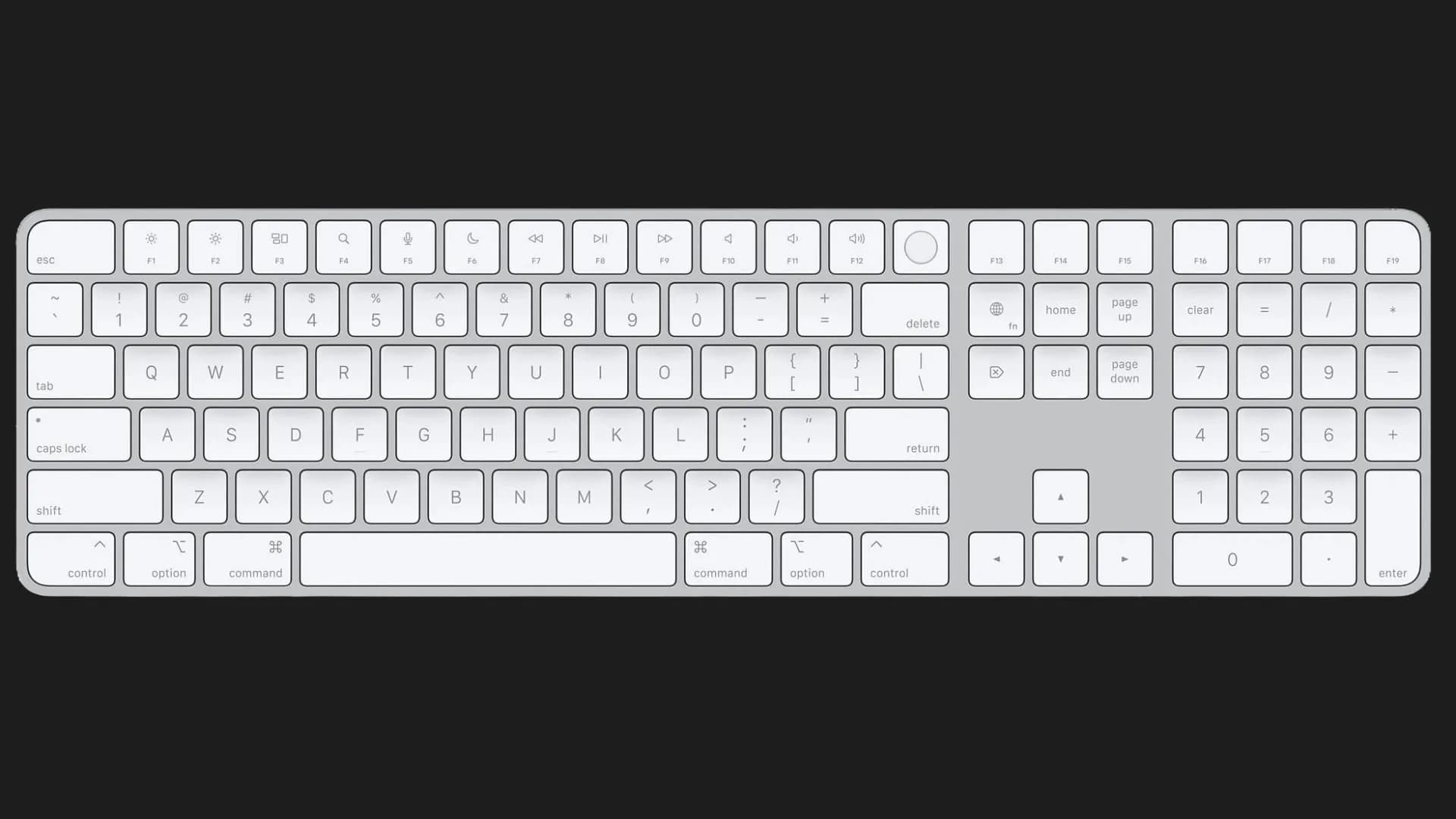 Полноразмерная клавиатура Apple Magic Keyboard with Touch ID and Numeric Keypad (Silver) (MK2C3)