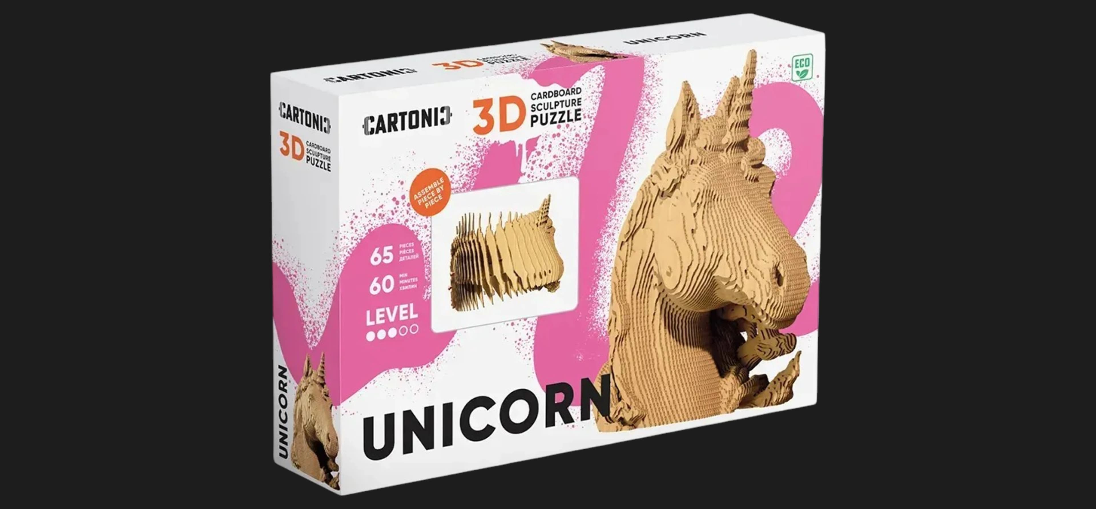Картонный 3D пазл-конструктор Cartonic Единорог (Unicorn) (CARTUNI)