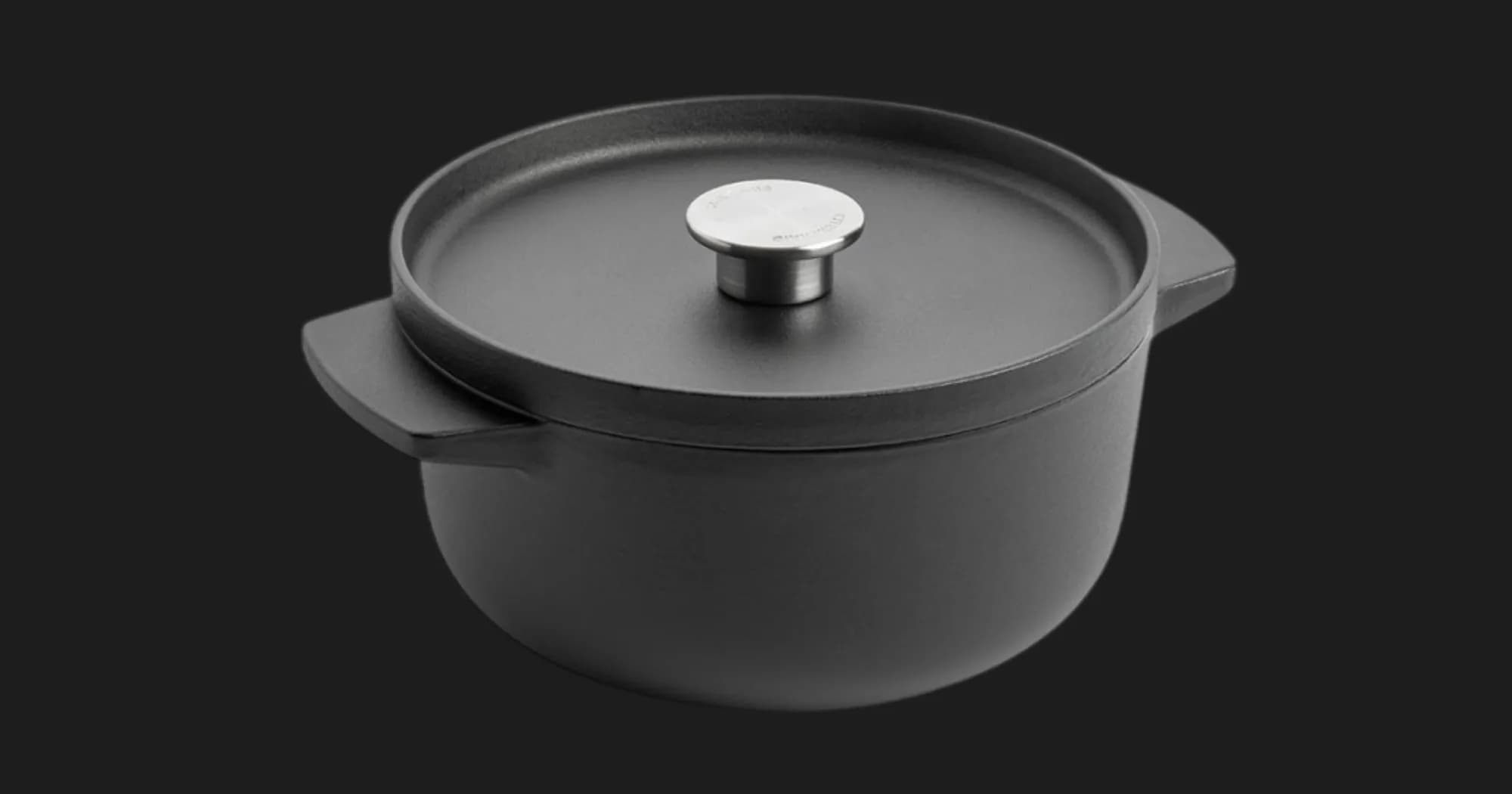 Кастрюля чугунная с крышкой KitchenAid Matte Oven-to-table, 22 см, 3,3 л (Black) (CC004899-001)