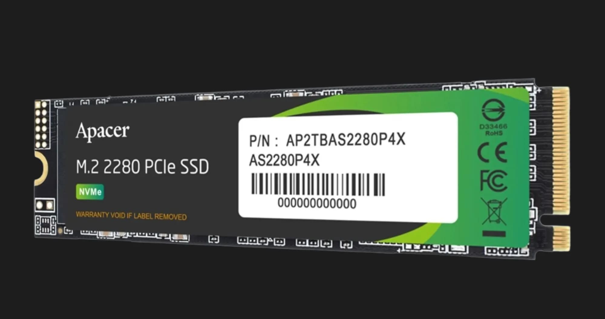 Накопитель SSD Apacer AS2280P4X 256GB NVMe PCIe 3.0 (AP256GAS2280P4X-1)