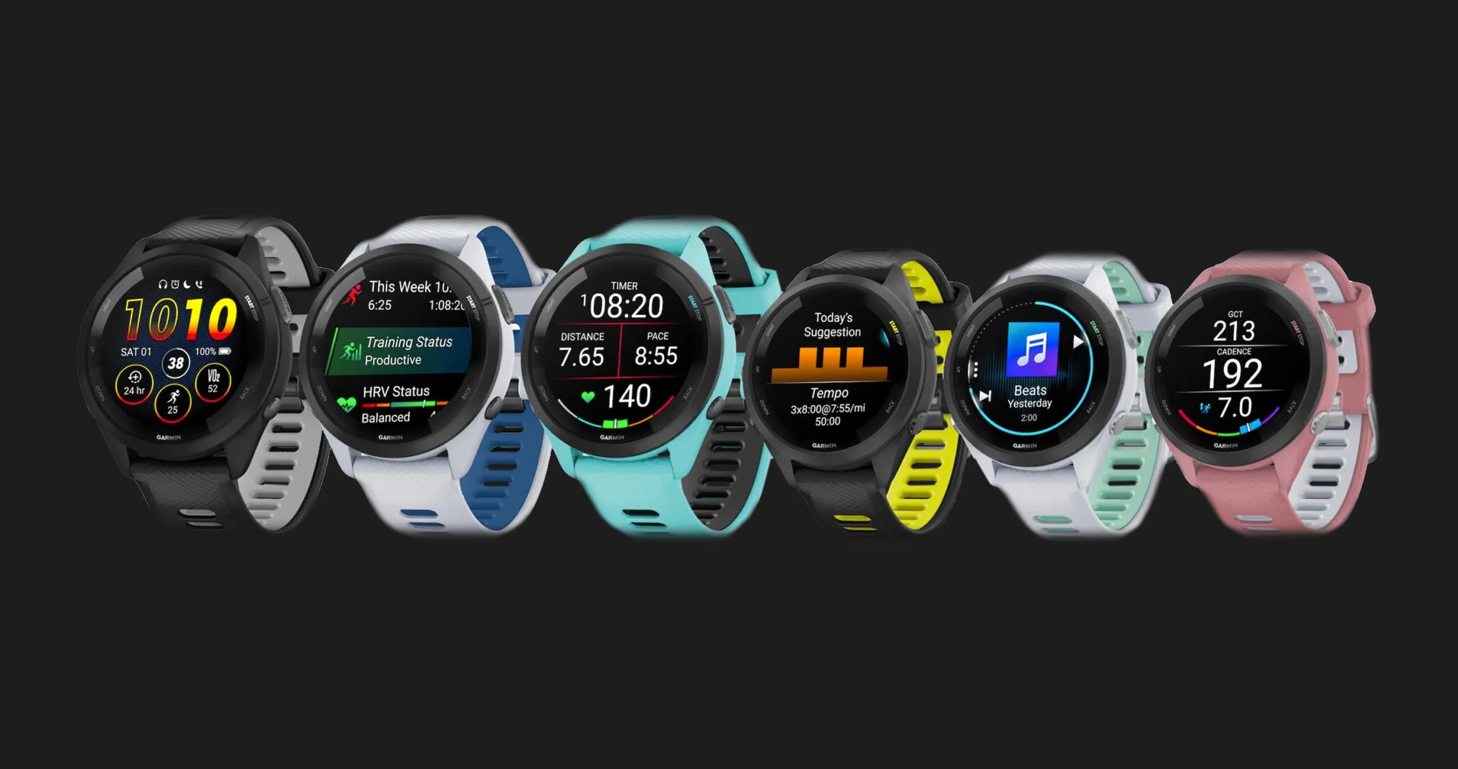 Garmin Forerunner 265 Black Bezel and Case with Black/Powder Gray Silicone Band