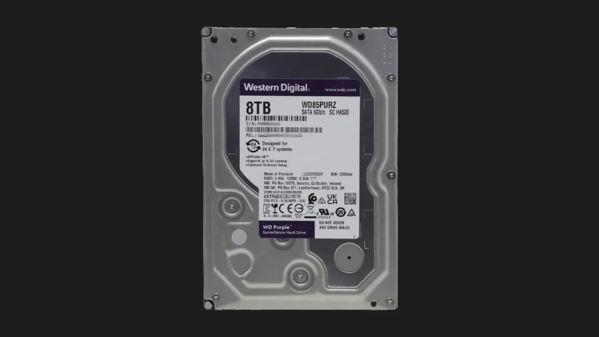 Жесткий диск Western Digital Purple 8TB 3.5" 256MB 5640rpm (WD85PURZ)