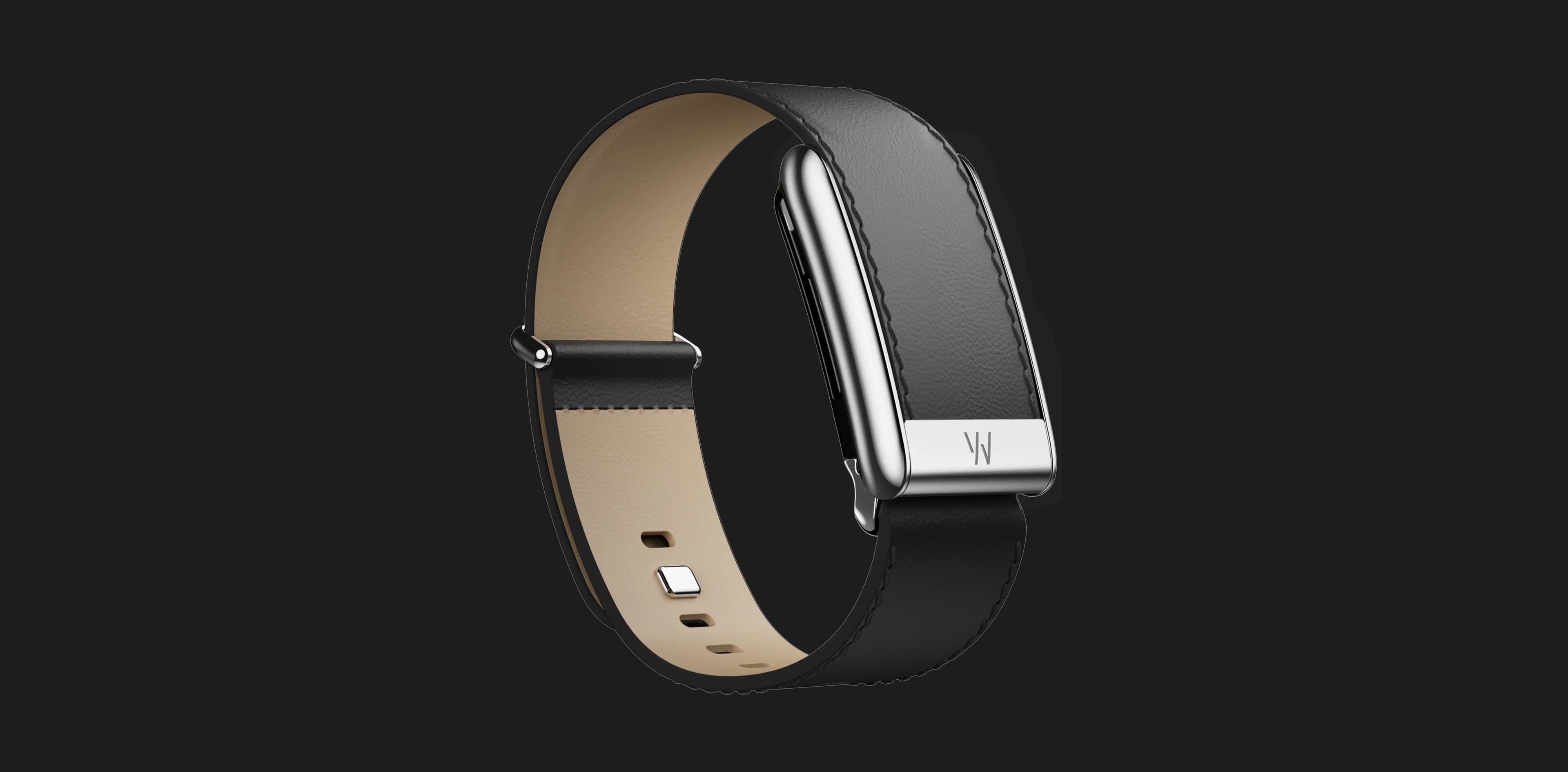 Ремешок Whoop LeatherLuxe Band Straight для Whoop 5.0 (Black/Cream with Titanium) (Size S)