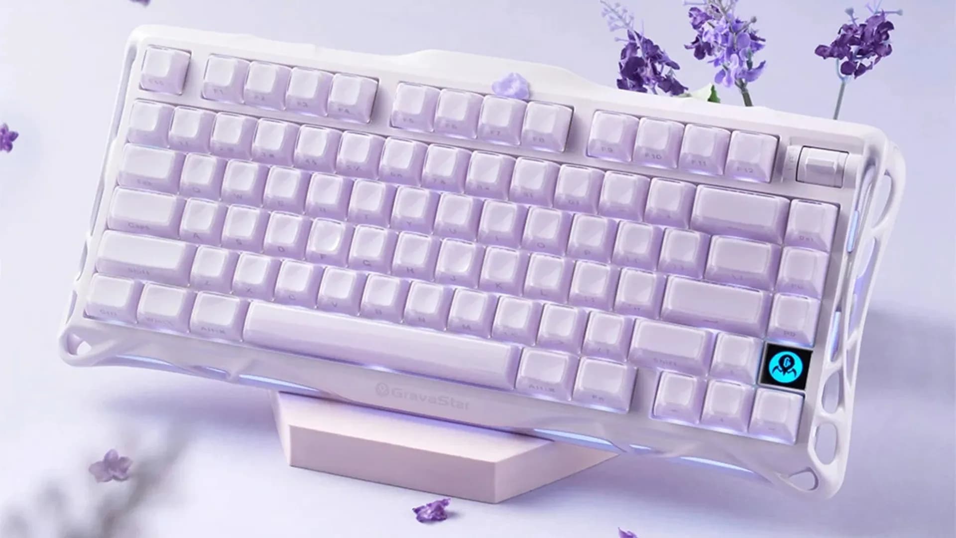 Клавиатура механическая GravaStar Mercury K1 80keys GravaStar x Kailh Cheery Pink BT/WL/USB (Lavender Violet) (GSK1_PL)
