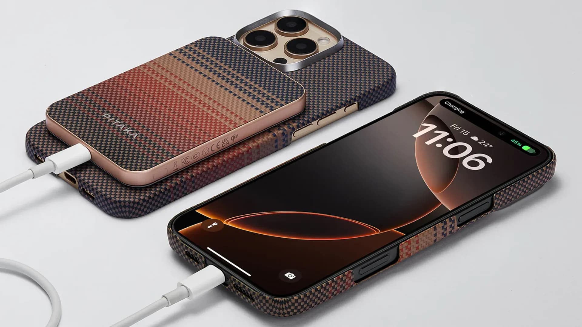 Зарядное устройство Power Bank Pitaka Aramid Fiber Magnetic Qi2 (5000mAh) (Sunset)