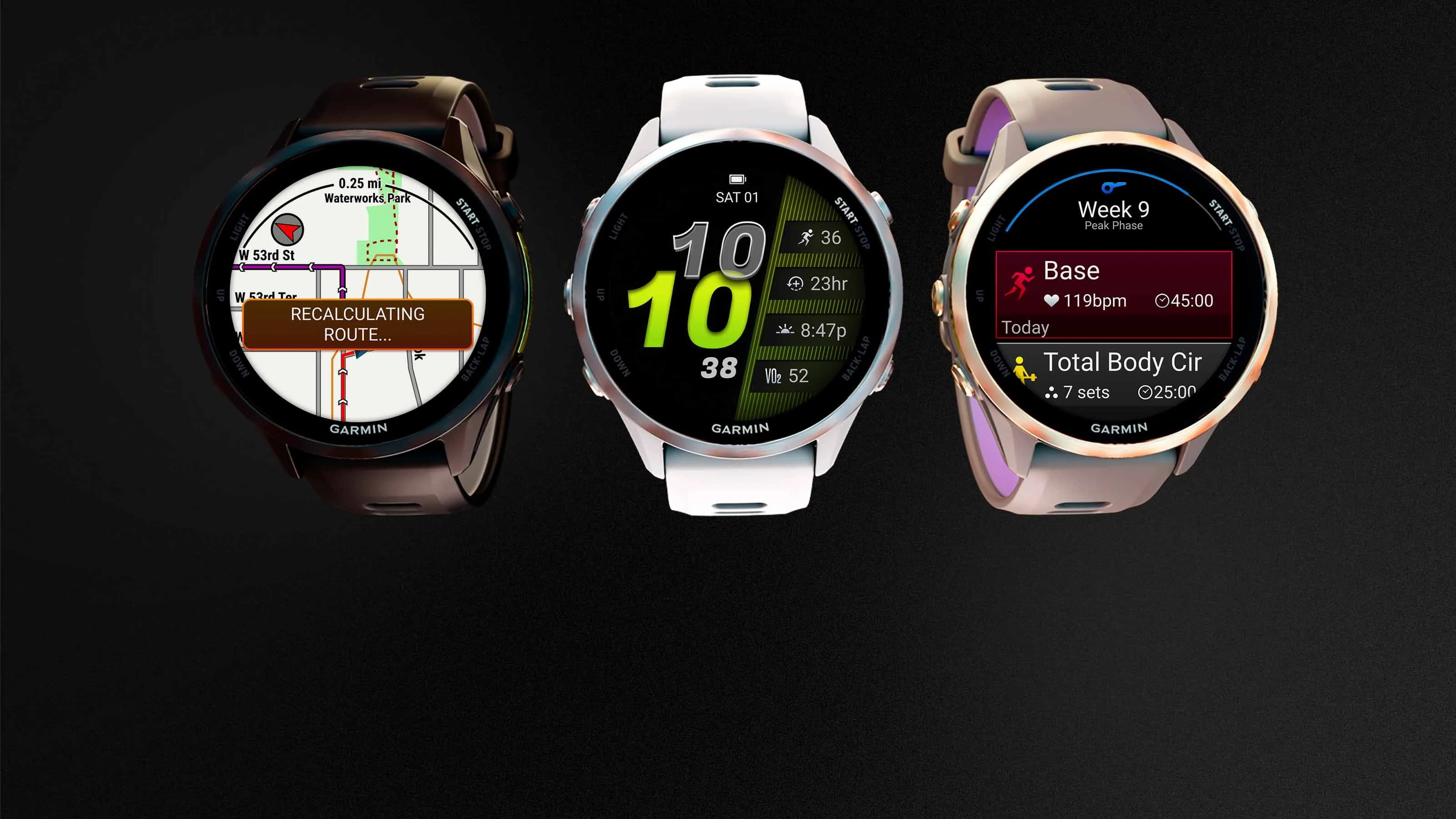 Garmin Forerunner 970 Carbon Gray DLC Titanium with Black Case and Black/Translucent Whitestone Band