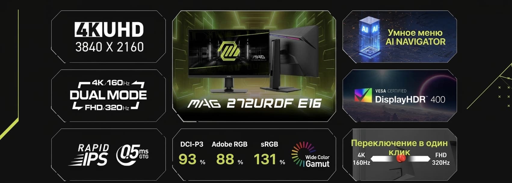 Монитор MSI 27" MAG 272URDF E16 IPS 160Hz (UA)
