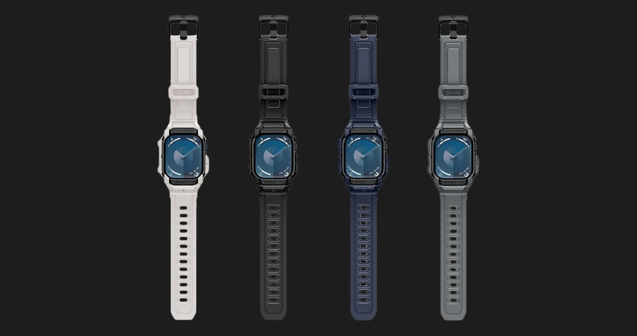 Чехол-ремешок Spigen Rugged Armor Pro для Apple Watch 46mm 2024 (Dark Gray)