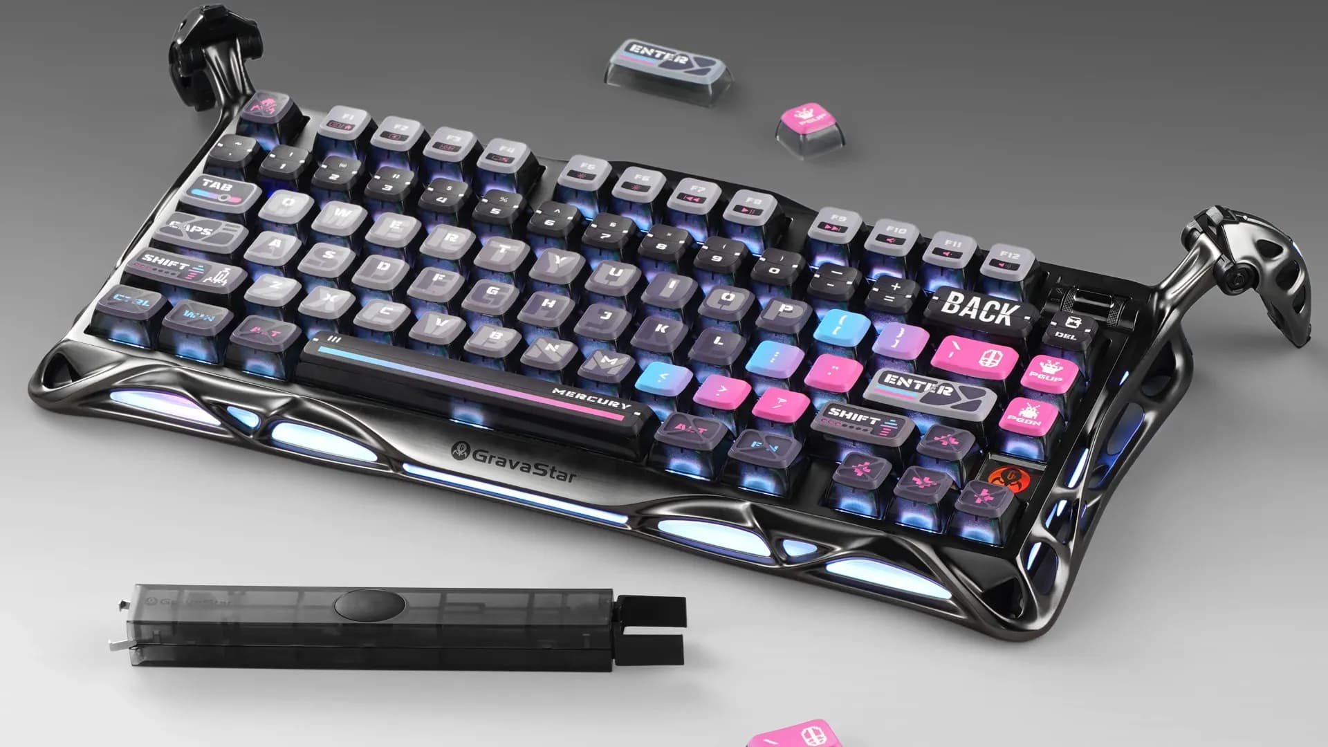 Клавиатура механическая GravaStar Mercury K1 Pro 80keys GravaStar x Kailh Speedy Mint BT/WL/USB (Purple) (GSK1PRO_CBLK)