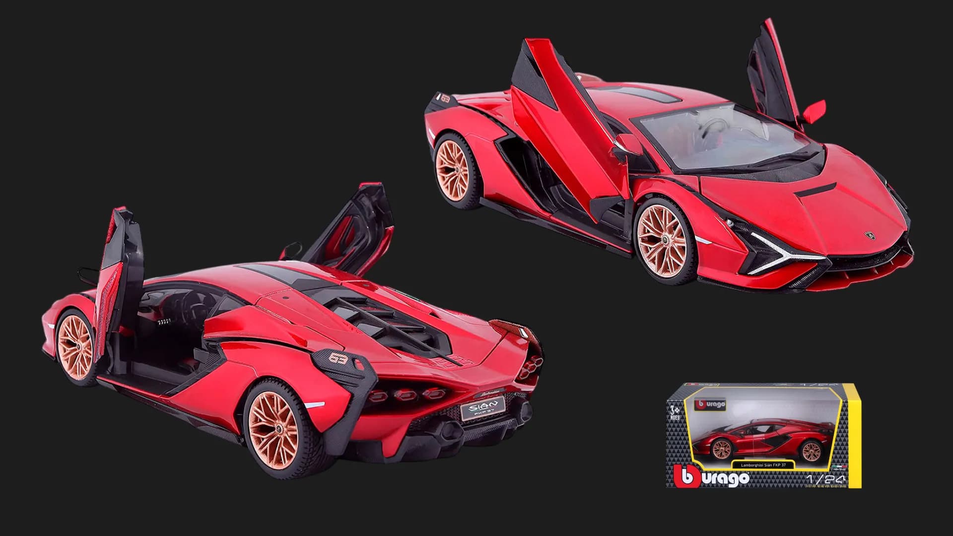 Автомодель Bburago Lamborghini Sian FKP 37 в ассортименте (1:24) (18-21099)