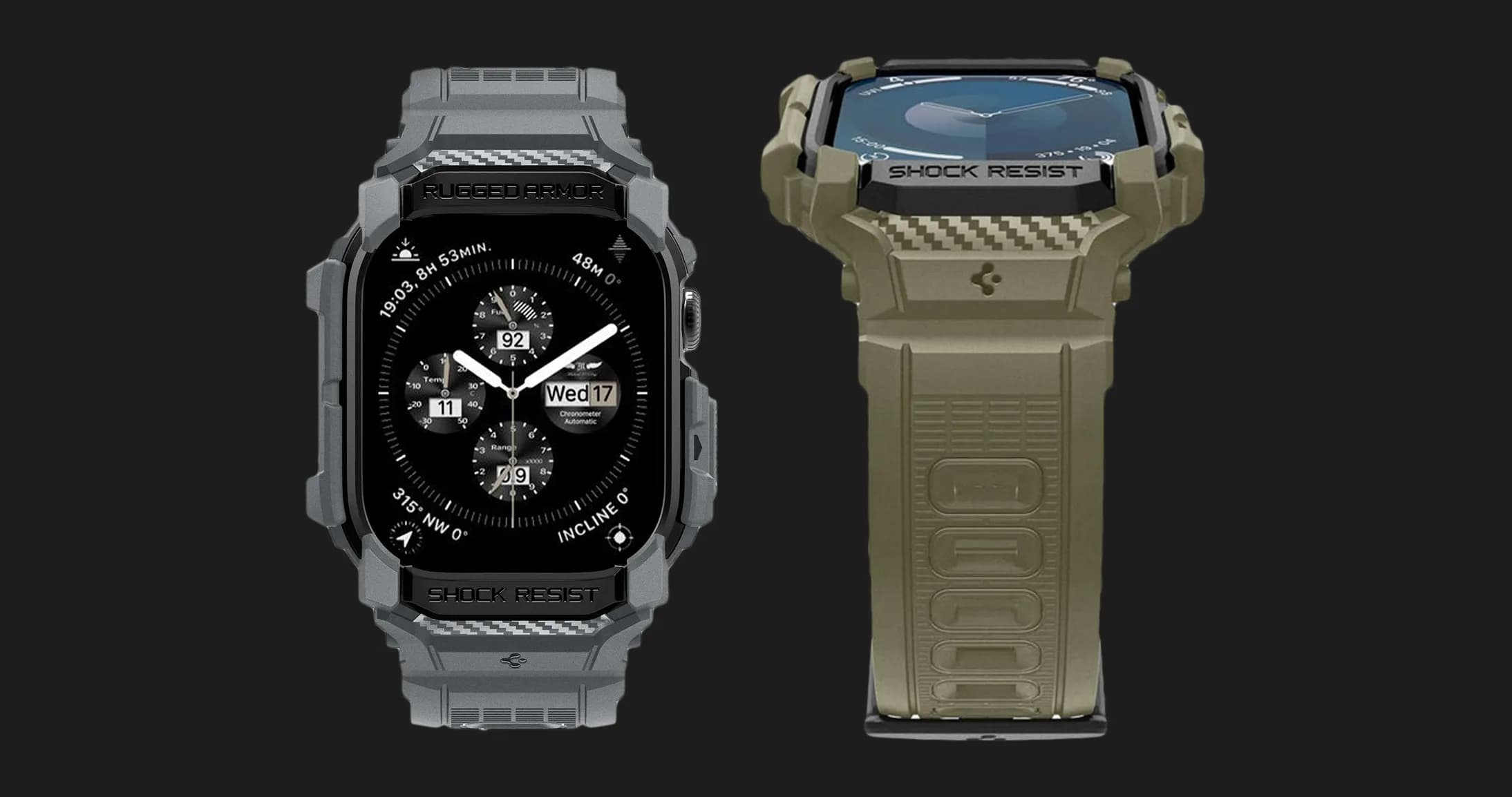 Чехол-ремешок Spigen Rugged Armor Pro для Apple Watch 46mm 2024 (Dark Gray)