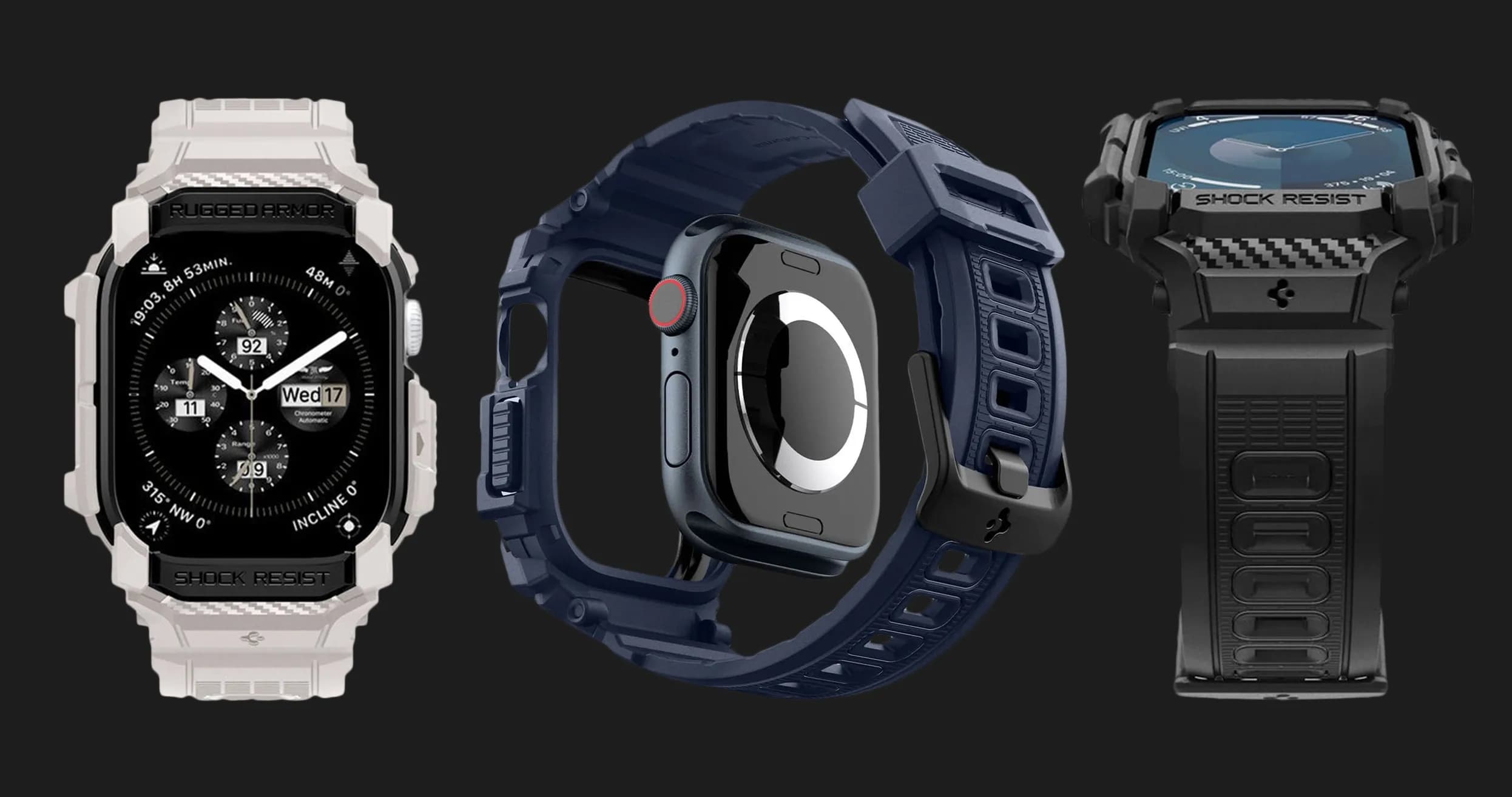 Чехол-ремешок Spigen Rugged Armor Pro для Apple Watch 46mm 2024 (Dark Gray)