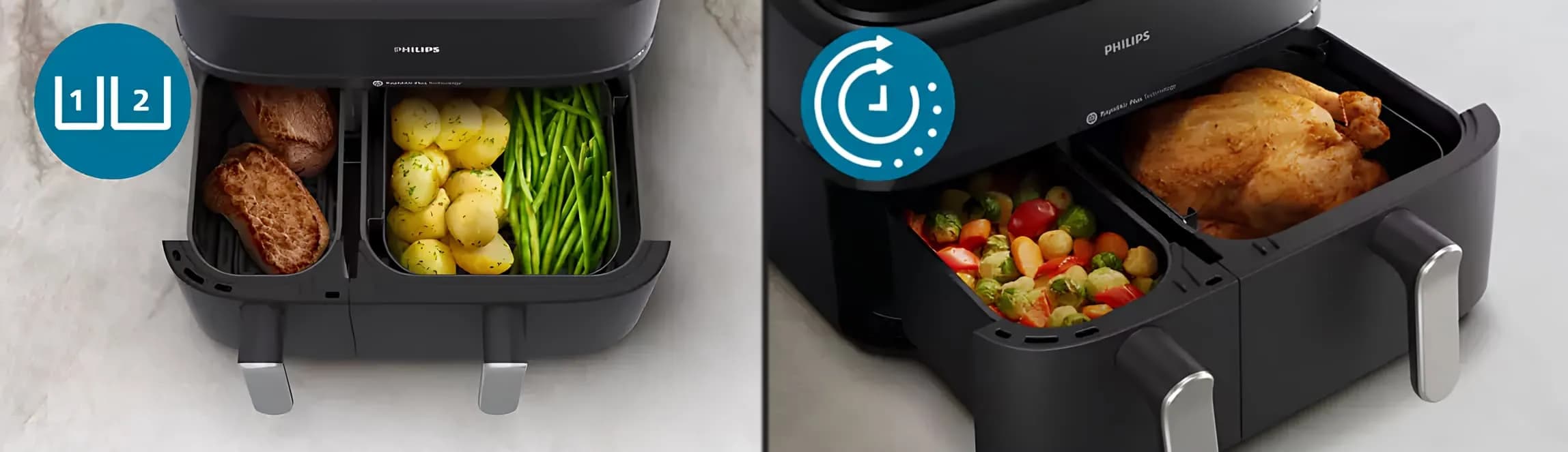 Мультипечь Philips Dual Basket Airfryer 5000 Series NA555/00