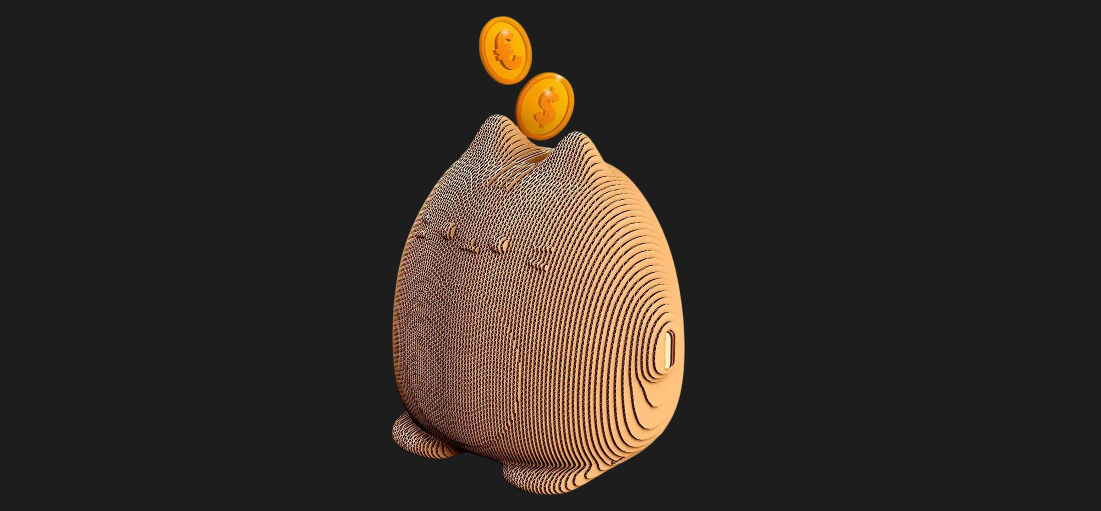 Картонный 3D пазл-конструктор Cartonic Милый Кот копилка (Cute cat money bank) (CARTCUTE)