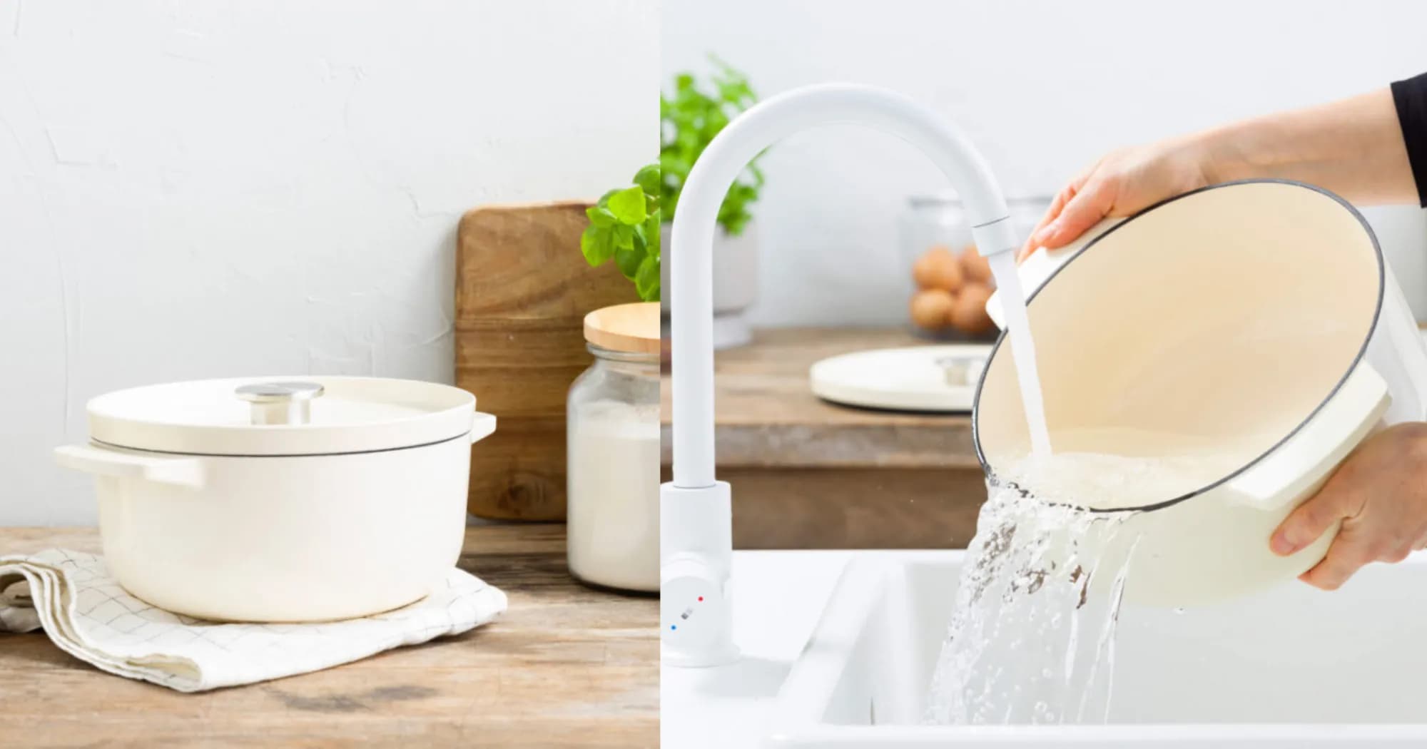 Кастрюля чугунная с крышкой KitchenAid, 22 см, 3,3 л (Beige) (CC006056-001)
