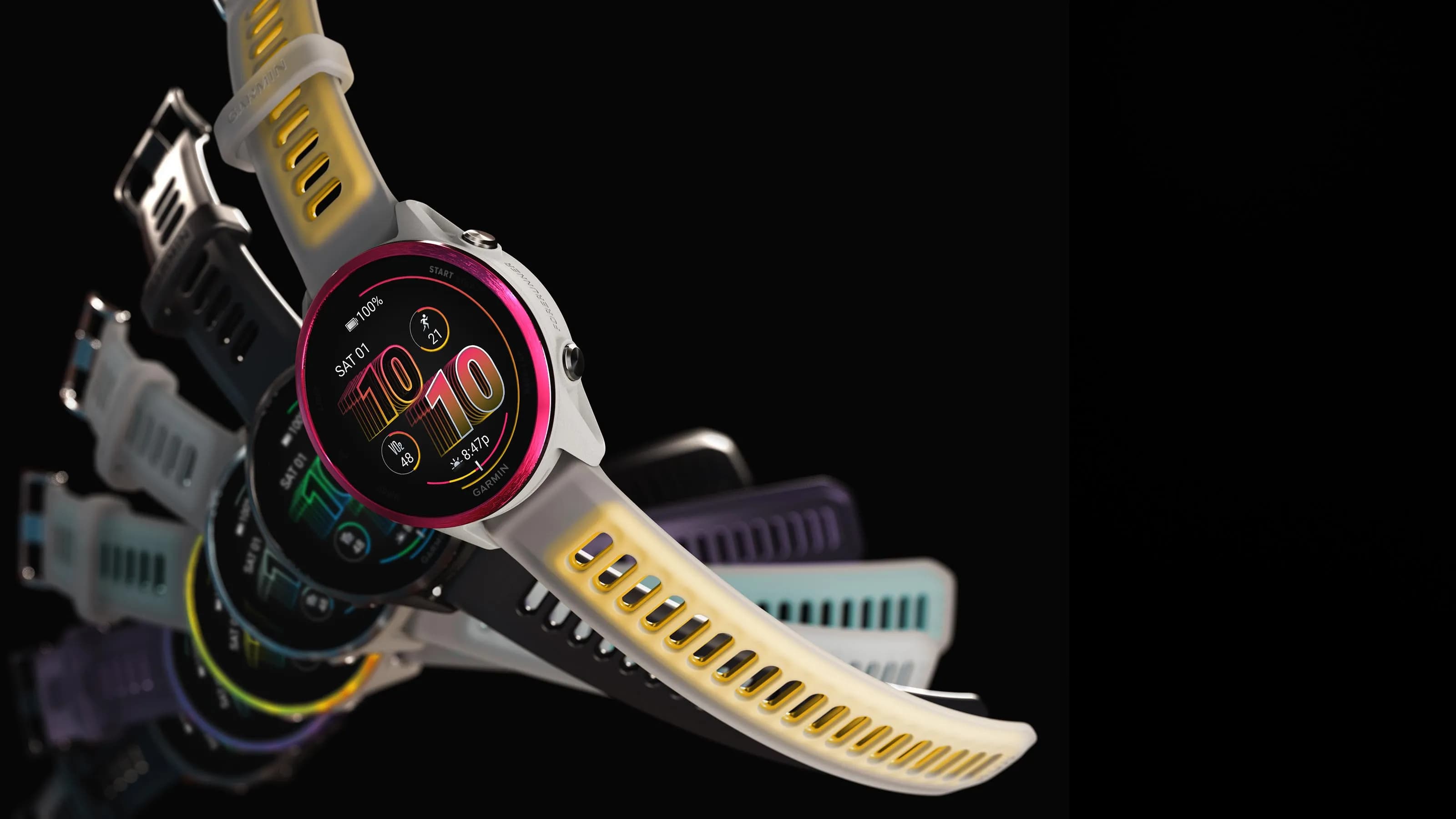 Garmin Forerunner 570 47mm Amp Yellow Aluminum with Translucent Whitestone/Turquoise Band