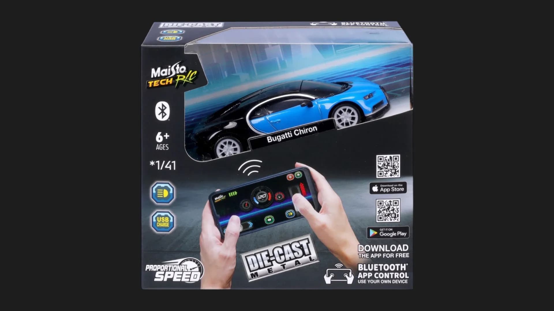 Автомобиль на дистанционном управлении Maisto Tech — Bugatti Chiron, 1:41 (82651 (23012)) (Blue/Black)