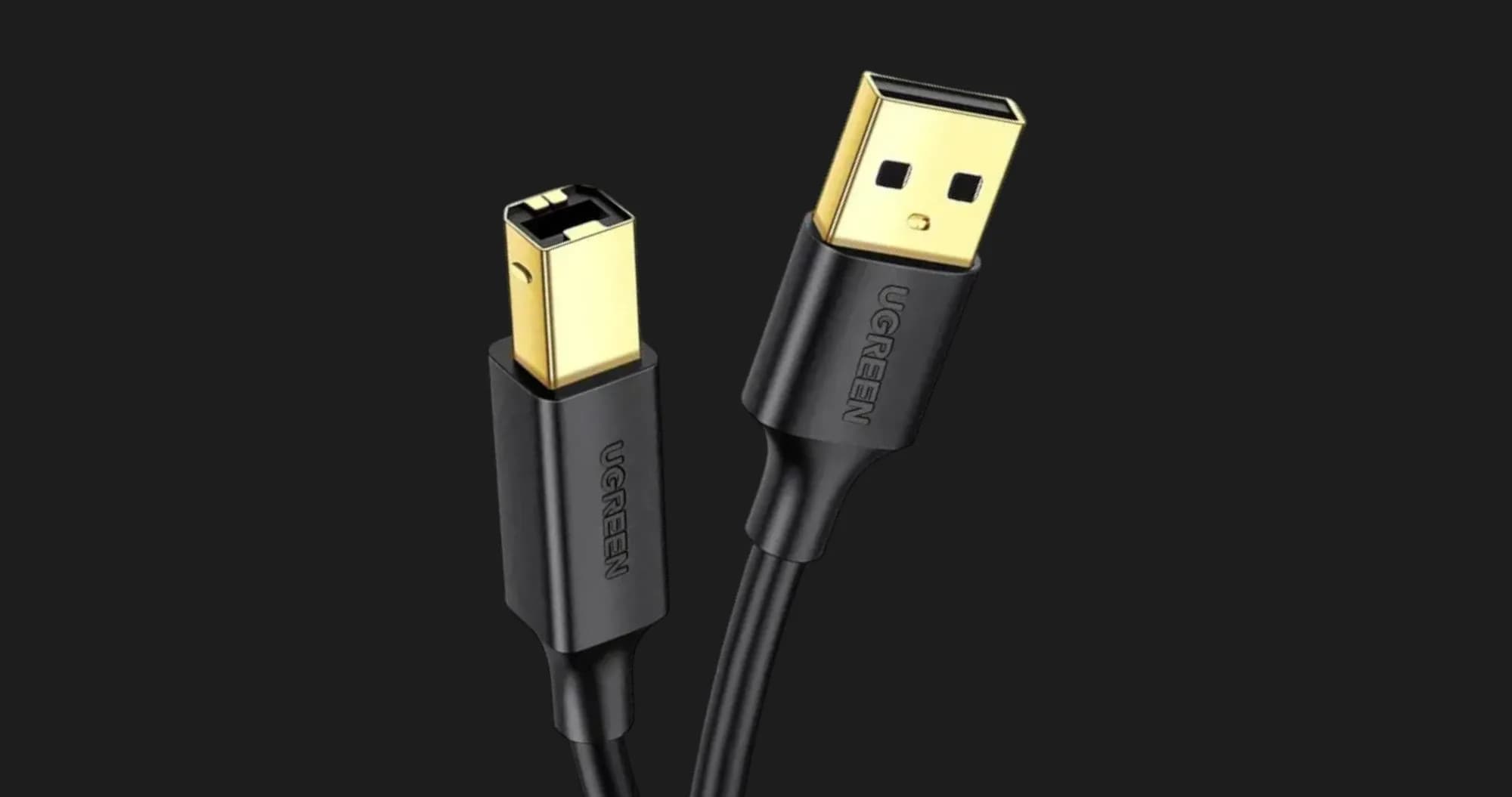 Кабель UGREEN US135 USB 2.0 AM to BM Print Cable 2m (Black)
