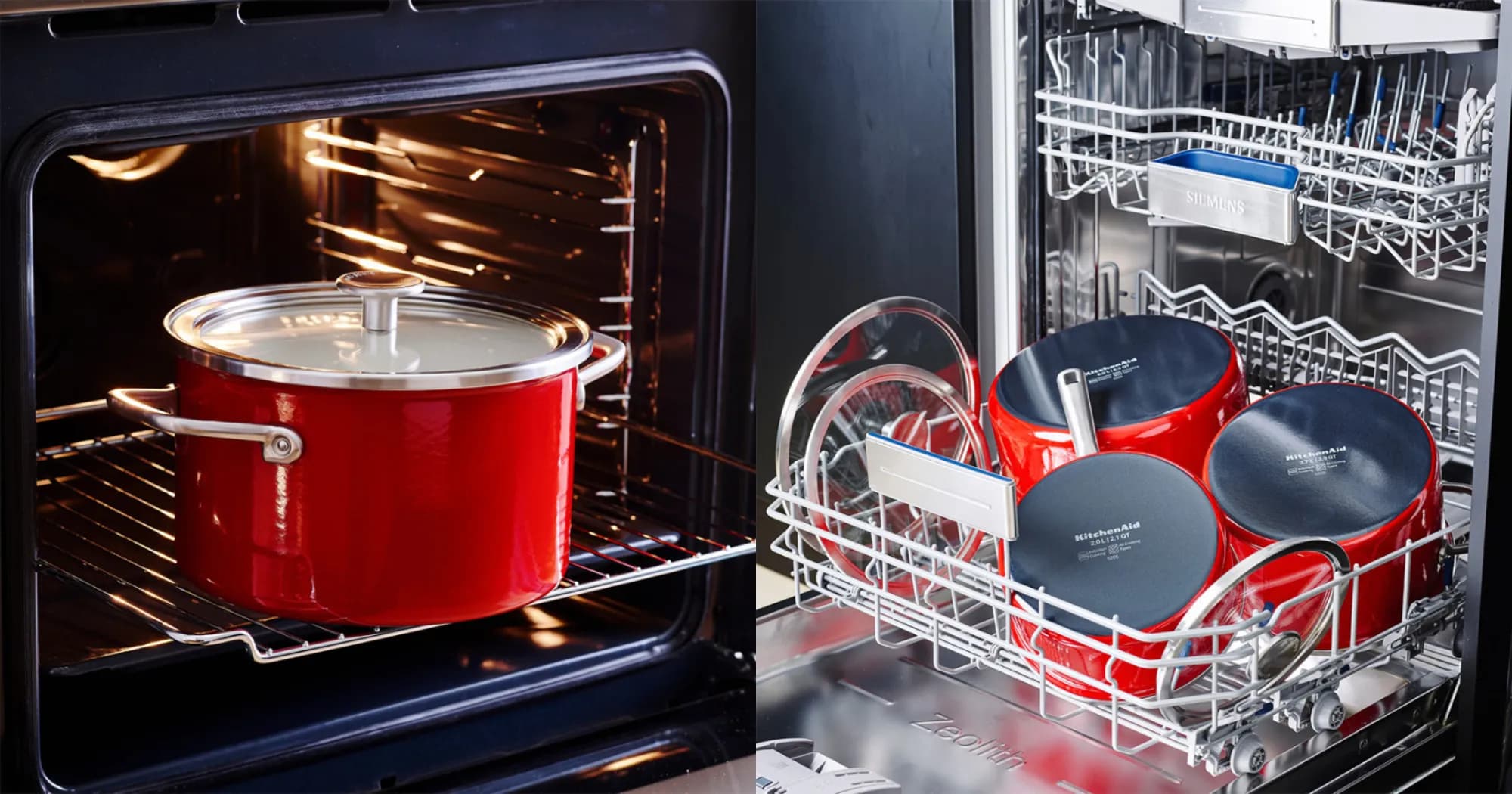 Кастрюля с крышкой KitchenAid Steel Core, 24 см, 6 л (Red) (CC003270-001)