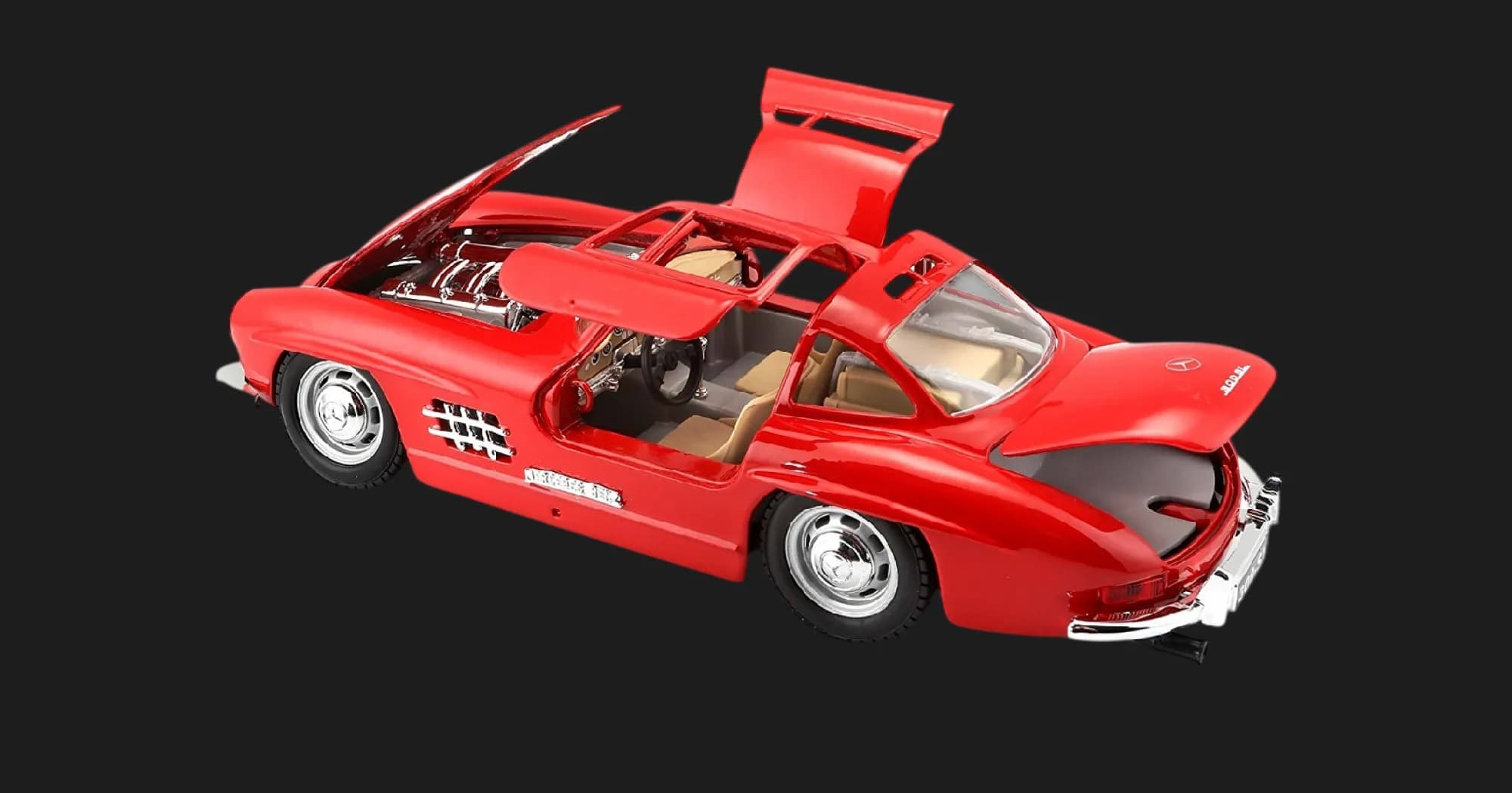 Автомодель Bburago — Mercedes-Benz 300 Sl (1954) в ассортименте, 1:24 (Silver, Red) (18-22023)