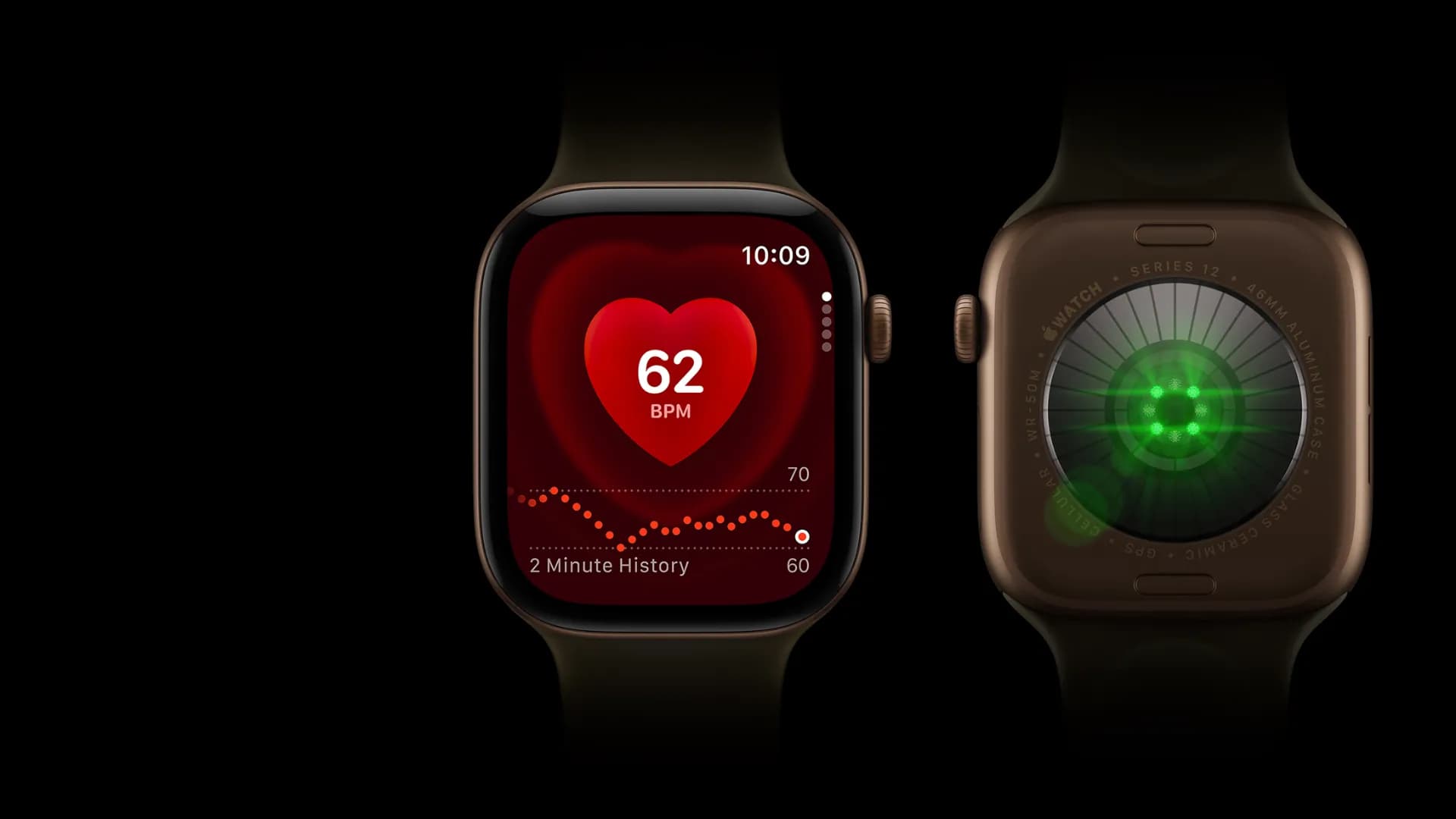 Apple Watch Series 12 GPS, 42mm Dark Bronze Aluminum Case with Olive Sport Band (S/M)