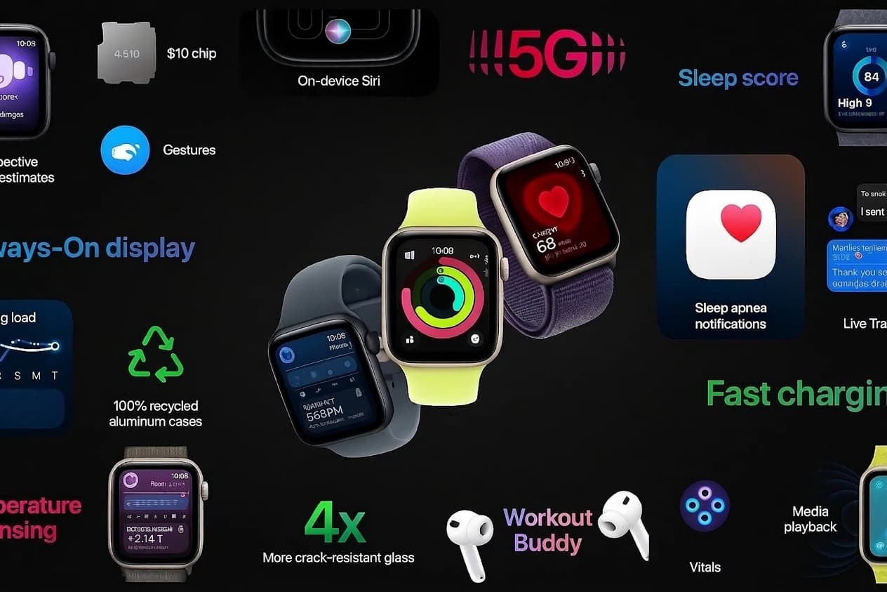 Apple Watch SE 3 GPS, 40mm Midnight Aluminum Case with Midnight Sport Band (S/M) (MEH94)
