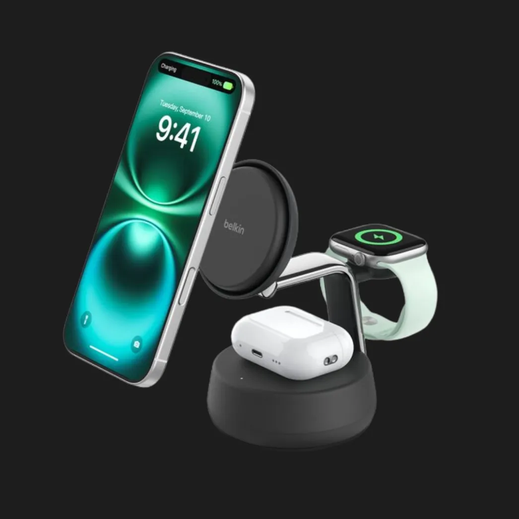 Беспроводная зарядка Belkin 3в1 UltraCharge Pro Magnetic Charging 25Вт Dock (Charcoal)