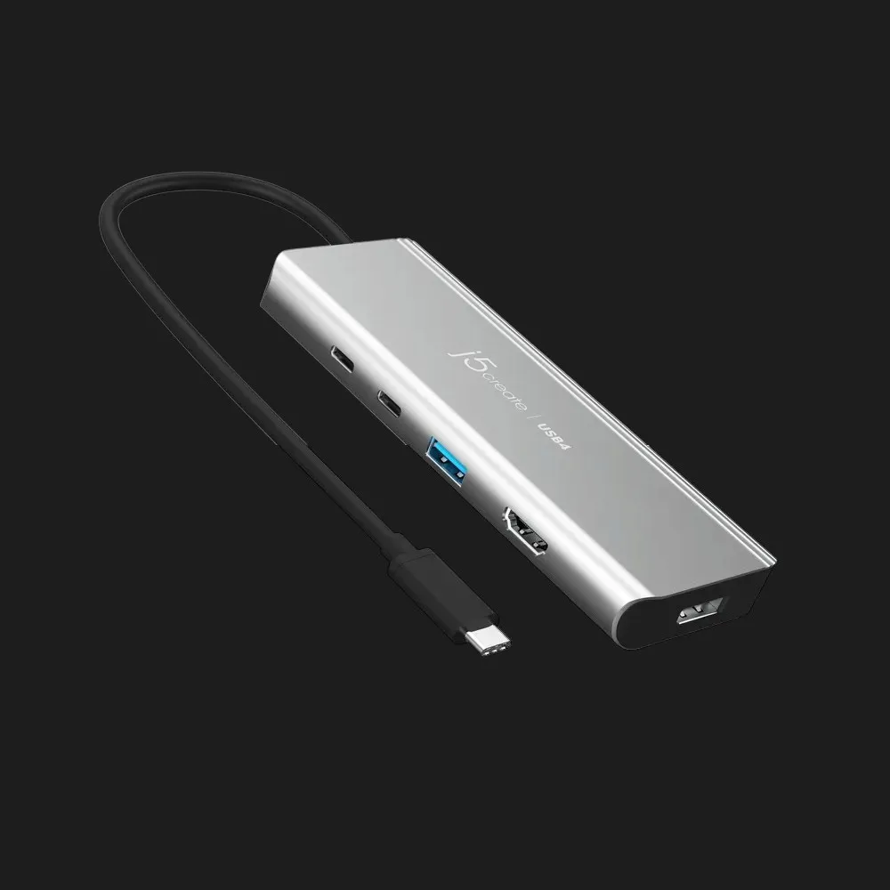 Адаптер J5create USB-C 7-in-1 (USB 3.2+ USB-C PD + HDMI 4K + DisplayPort + SD/TF)