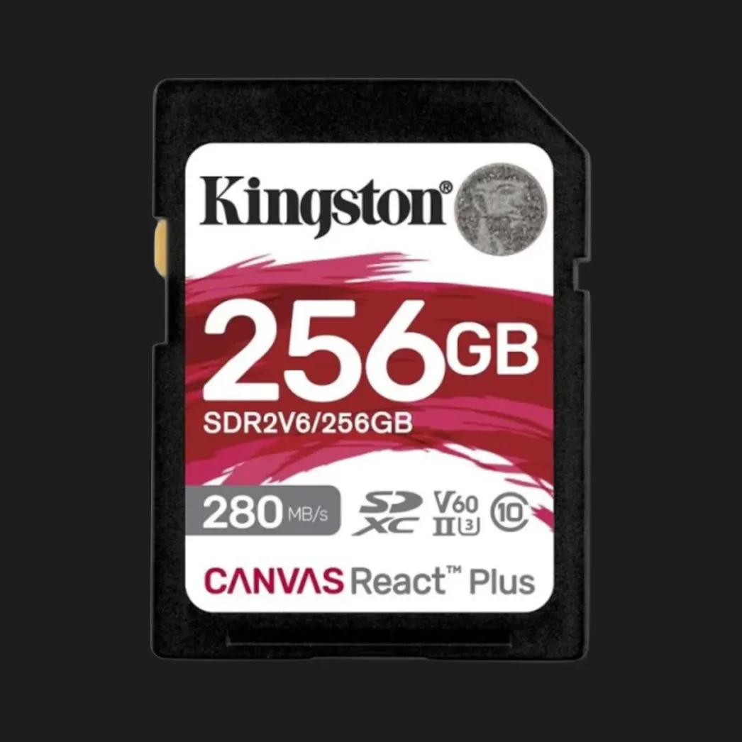 Карта памяти Kingston Canvas React Plus SDXC UHS-II U3 V60 (SDR2V6/256GB)