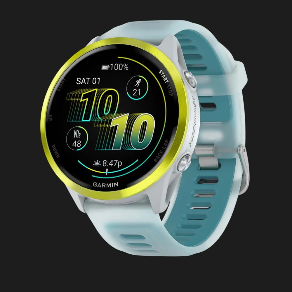 Garmin Forerunner 570, Amp Yellow Aluminum with Translucent Whitestone/Turquoise Band