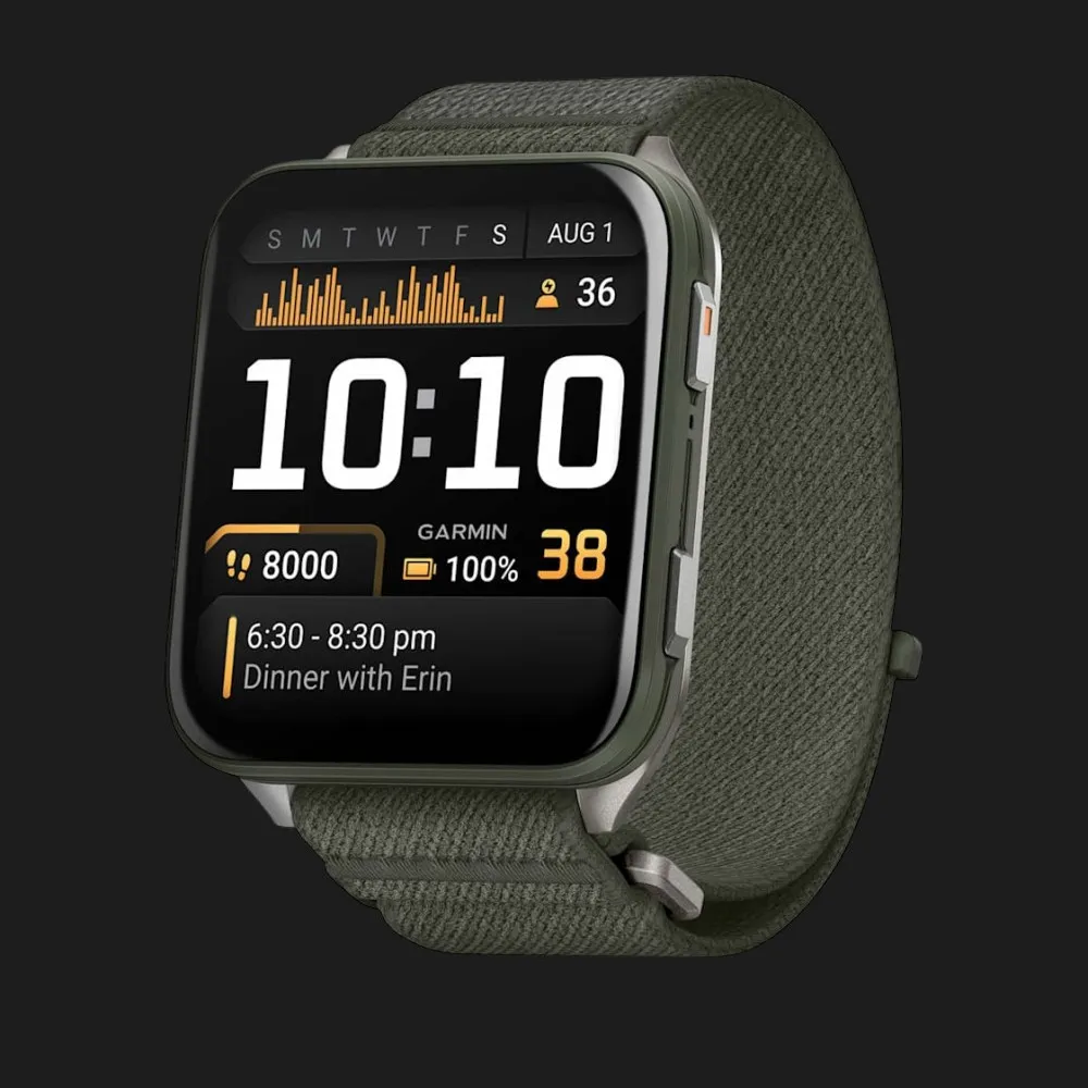 Garmin Venu X1 Moss with Titanium Caseback and Moss ComfortFit Nylon Band