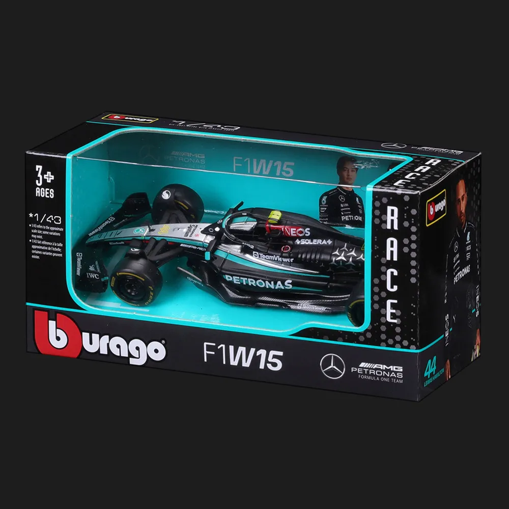 Автомодель Bburago Race — Mercedes AMG F1 W15 Performance 2024 в ассортименте (1:43)