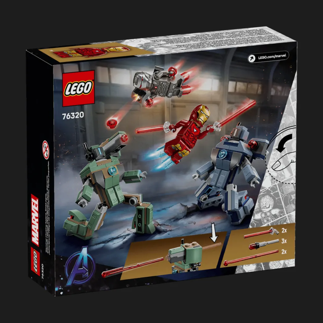 Конструктор LEGO Marvel Железный человек и Боевая Машина против Хаммер Дронов