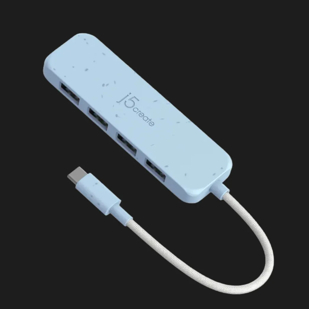 Адаптер J5create USB-C (4xUSB-A 3.2 10Gbps) (Cyan)