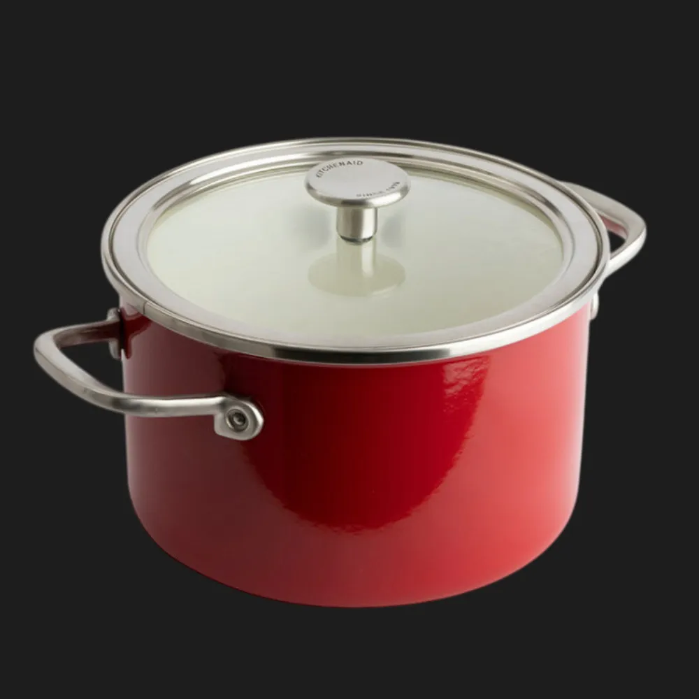 Кастрюля с крышкой KitchenAid Steel Core, 24 см, 6 л, Red