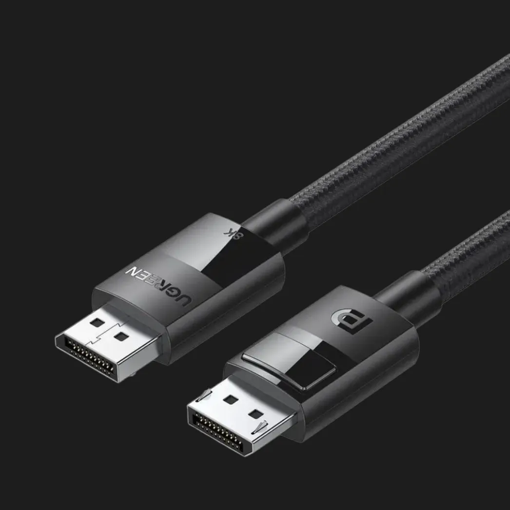 Кабель UGREEN DP114 DP 1.4 Male to Male Plastic Case Braided Cable (Black) (1.5m)