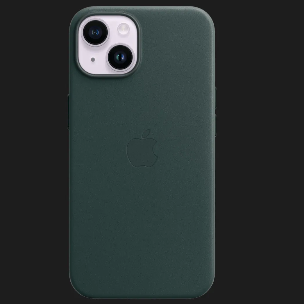 Оригинальный чехол Apple Leather Case with MagSafe для iPhone 14 Plus, Forest Green