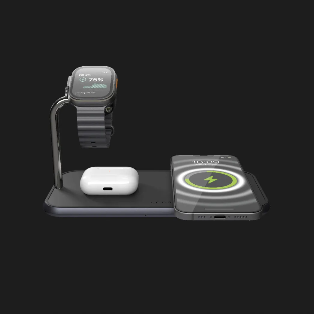 Беспроводная зарядка Zens Dual + Watch Aluminium Wireless Charger