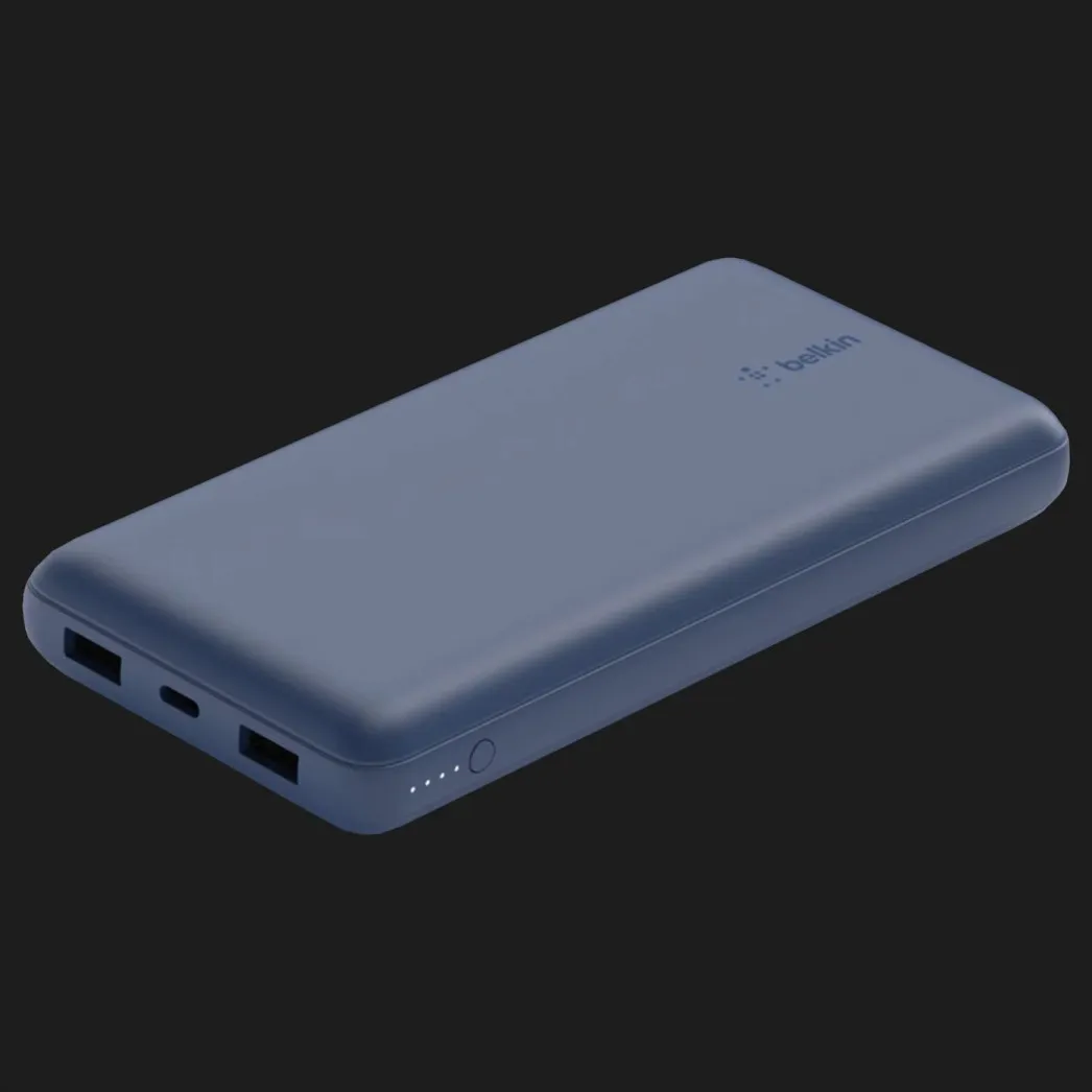 Портативный аккумулятор павербанк Belkin 10000mAh, 15W Dual USB-A, USB-C, Blue
