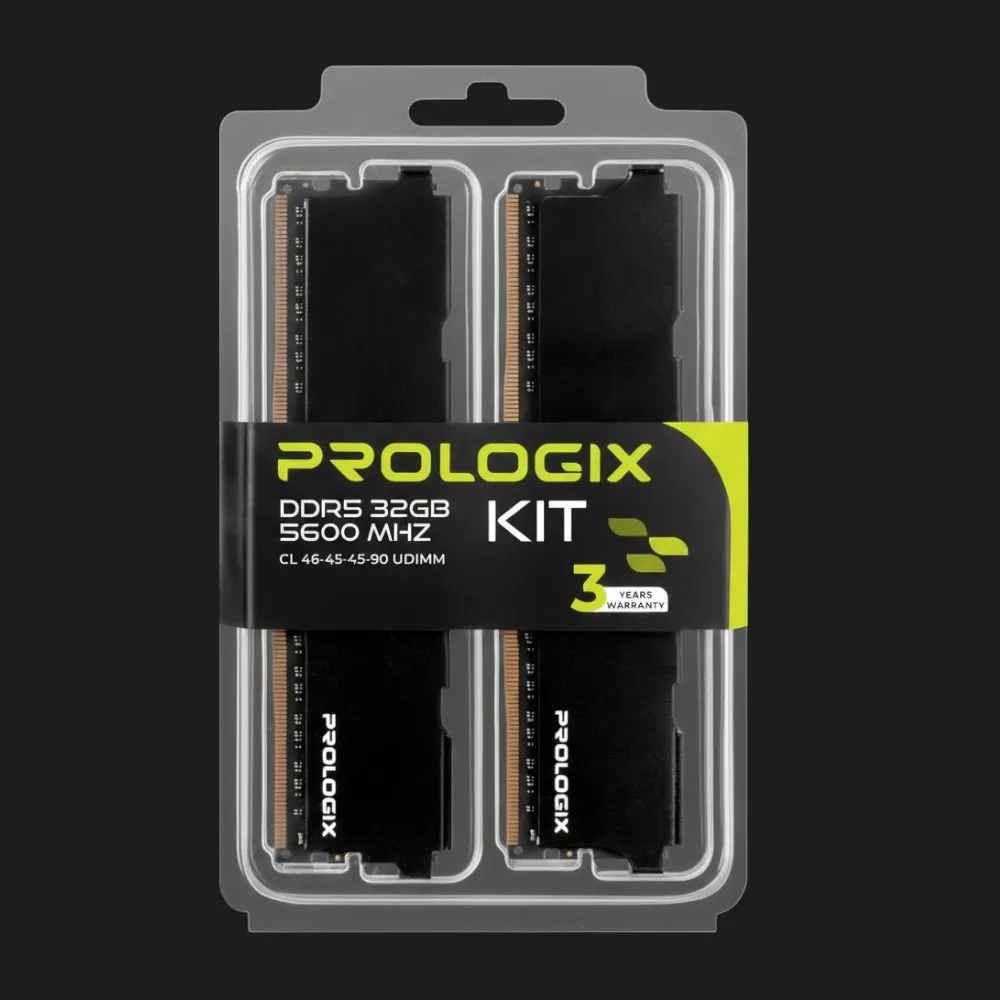 Оперативная память Prologix Black DDR5 2x16GB 5600MHz (PRO32GB5600B5K)