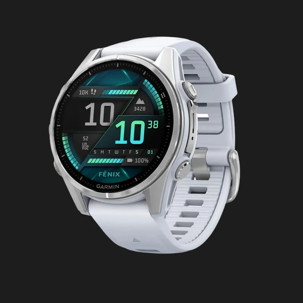 Garmin Fenix 8, AMOLED Silver with Whitestone Silicone Band